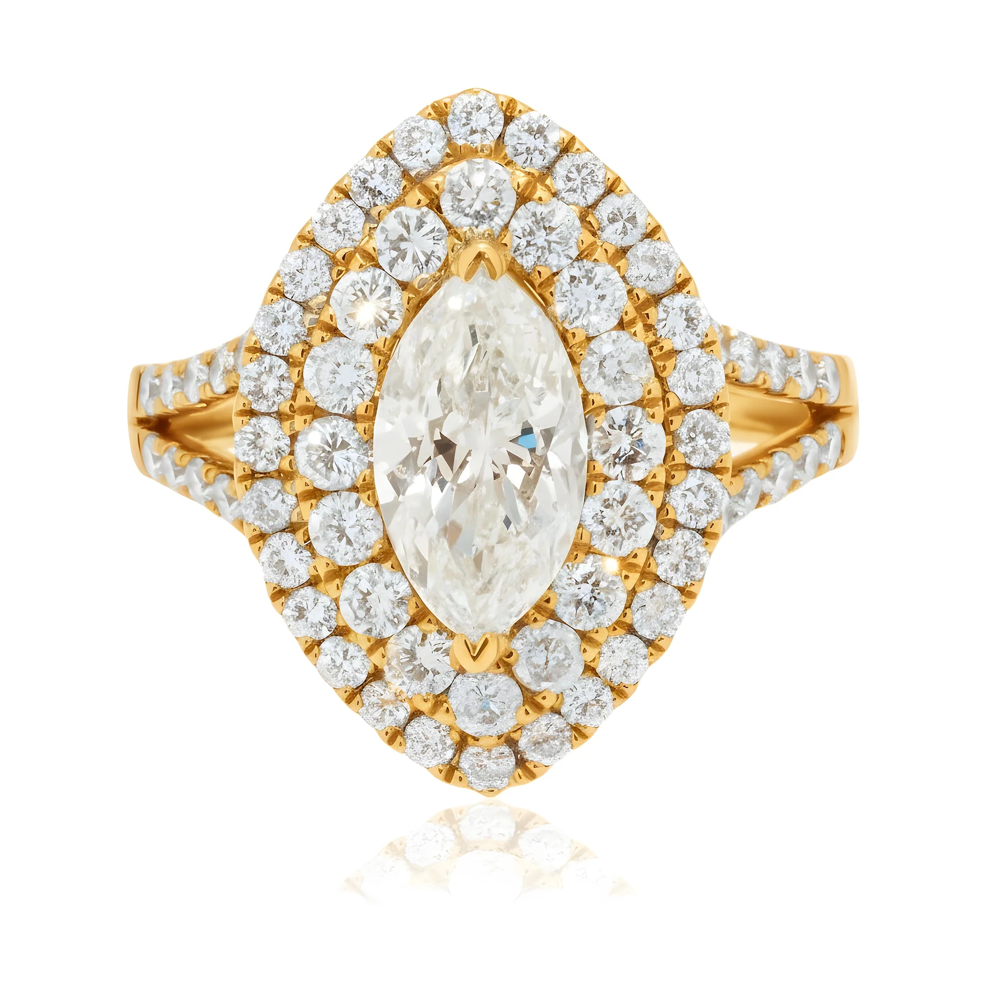 14K Rose Gold 1.52ct Marquise Cut Diamond Engagement Ring 2.75ctw - Image 9