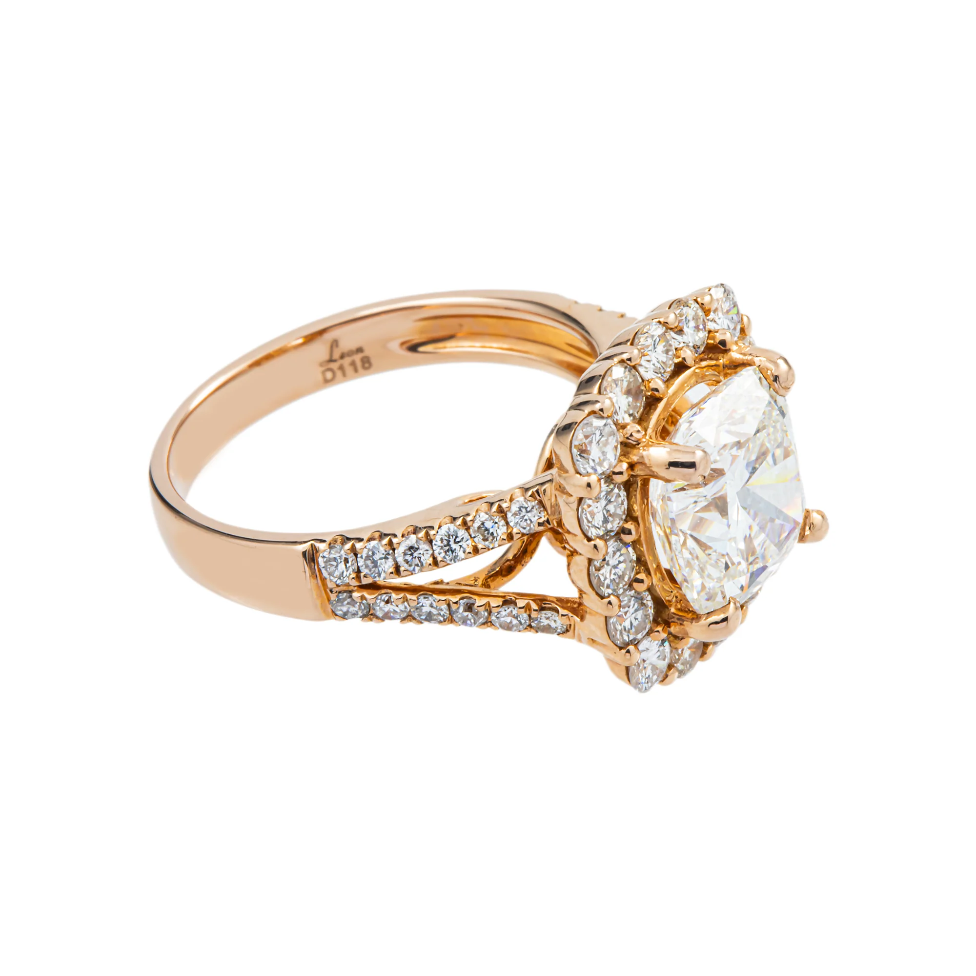 14K Rose Gold 3.03ct Cushion Cut Diamond Engagement Ring 3.21ctw - Image 4