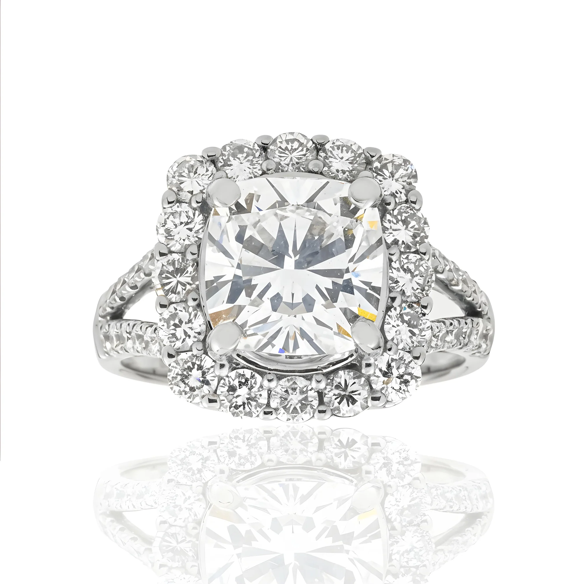 14K Rose Gold 3.03ct Cushion Cut Diamond Engagement Ring 3.21ctw - Image 7