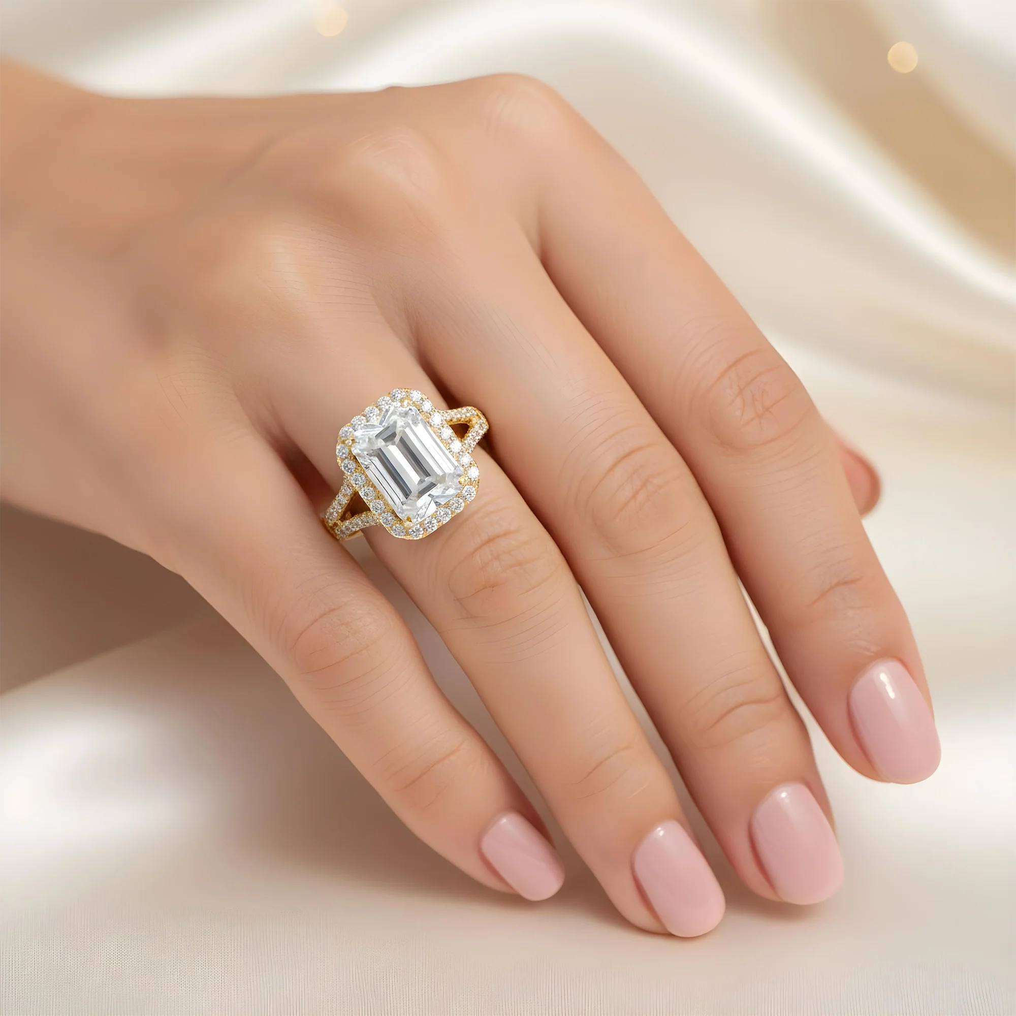 14K Rose Gold 3.5ct Emerald Cut Diamond Engagement Ring 4.07ctw - Image 10