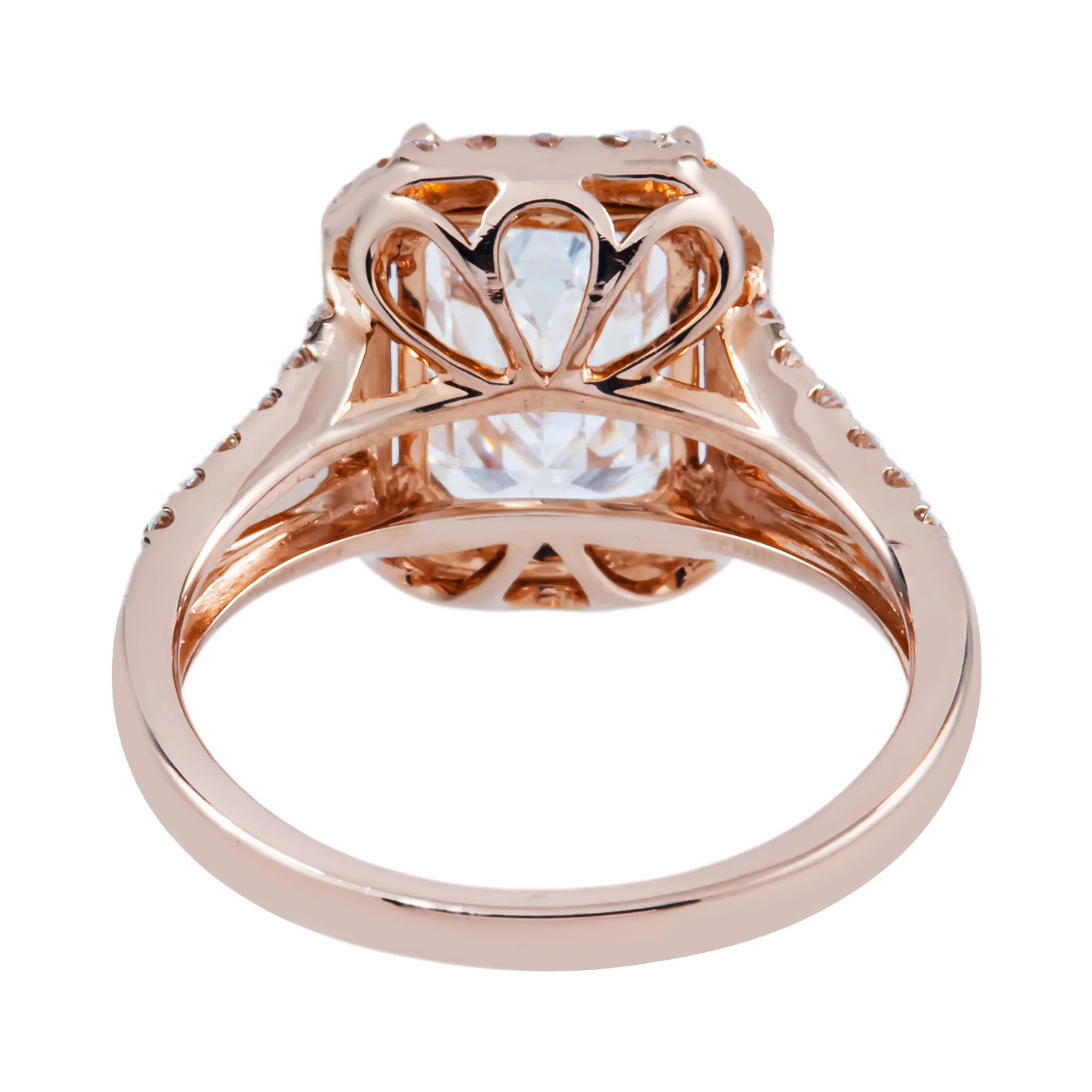 14K Rose Gold 3.5ct Emerald Cut Diamond Engagement Ring 4.07ctw - Image 4