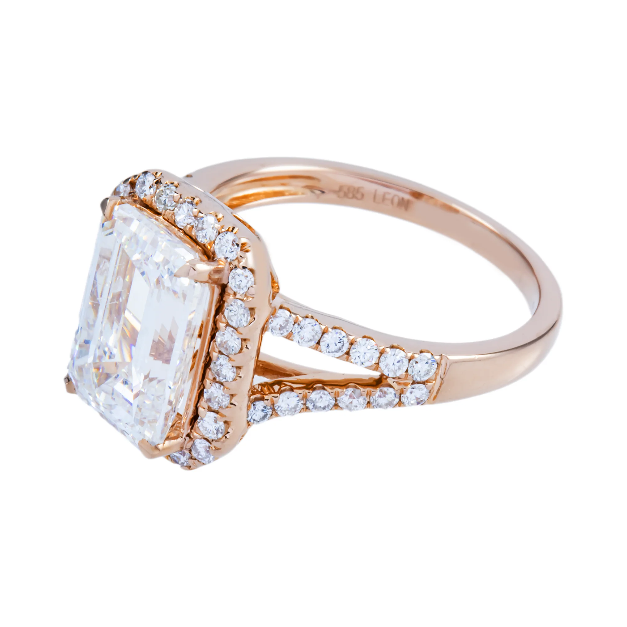 14K Rose Gold 3.5ct Emerald Cut Diamond Engagement Ring 4.07ctw - Image 5
