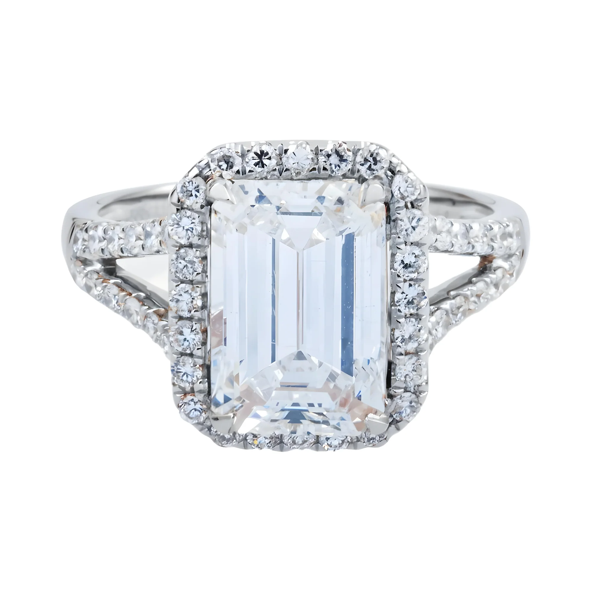14K Rose Gold 3.5ct Emerald Cut Diamond Engagement Ring 4.07ctw - Image 6