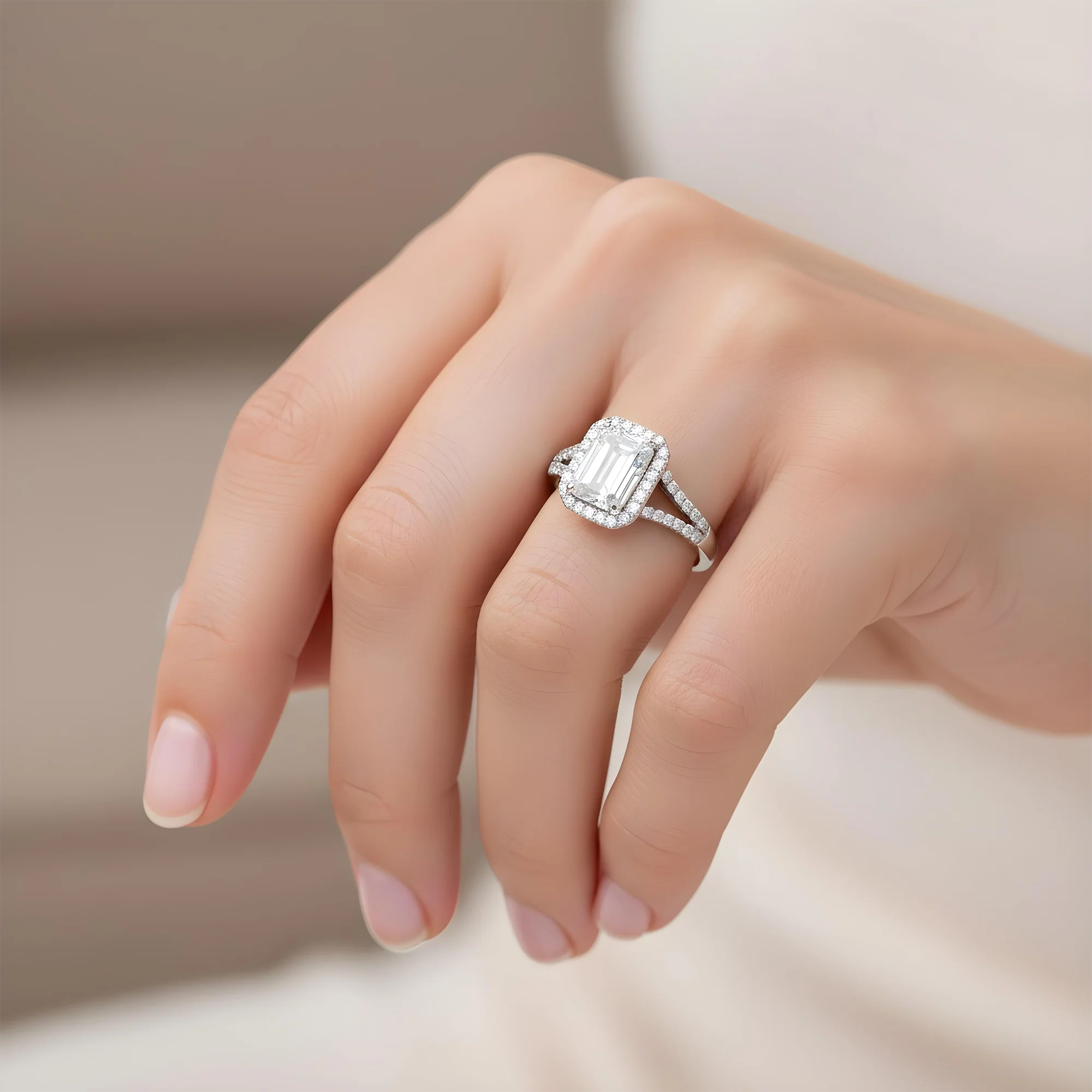 14K Rose Gold 3.5ct Emerald Cut Diamond Engagement Ring 4.07ctw - Image 7