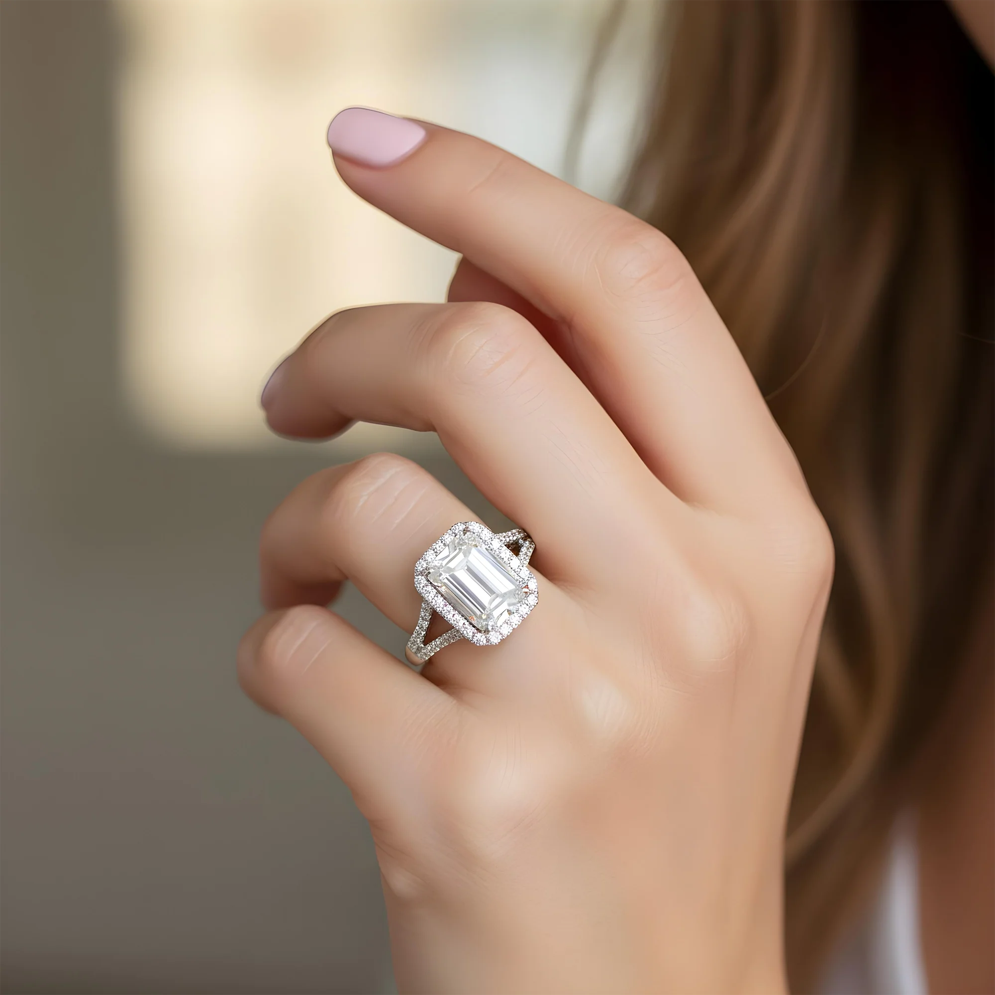 14K Rose Gold 3.5ct Emerald Cut Diamond Engagement Ring 4.07ctw - Image 8