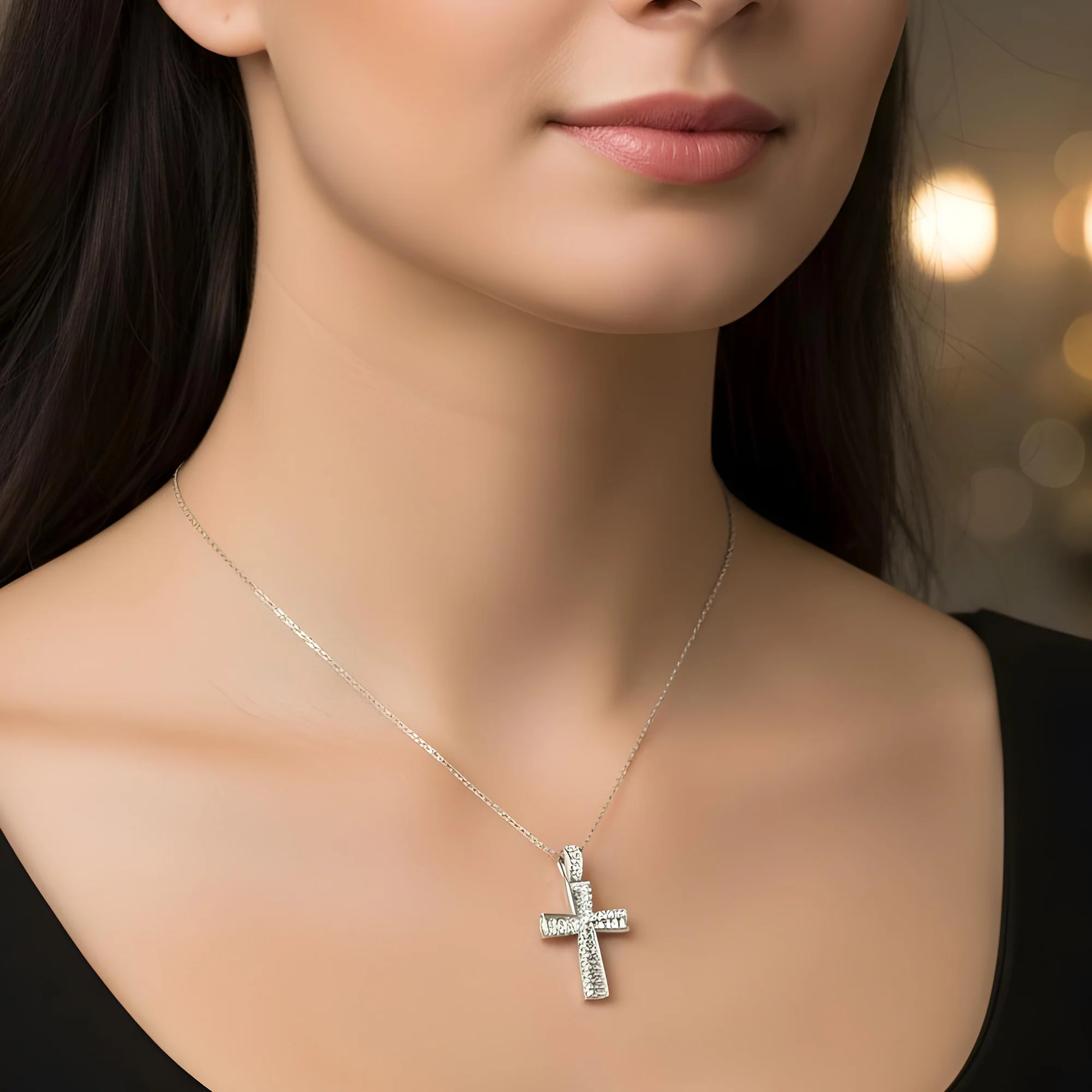 14K Rose Gold Baguette & Round Diamond Cross Pendant 1.14ct - Image 7