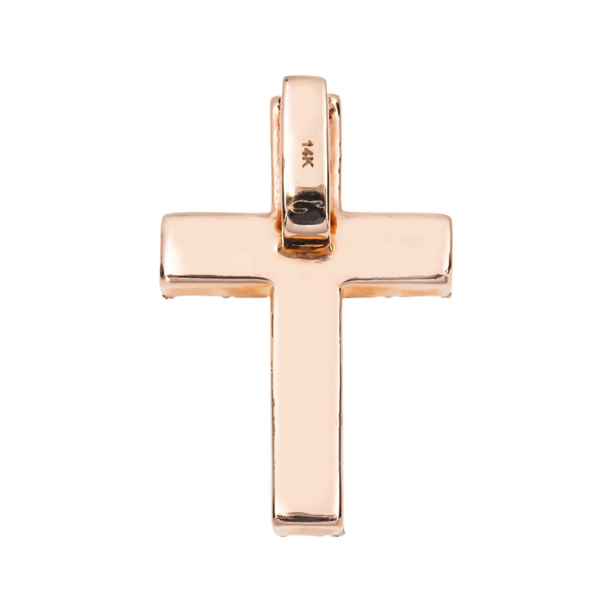 14K Rose Gold Baguette & Round Diamond Cross Pendant 2.30ct - Image 4