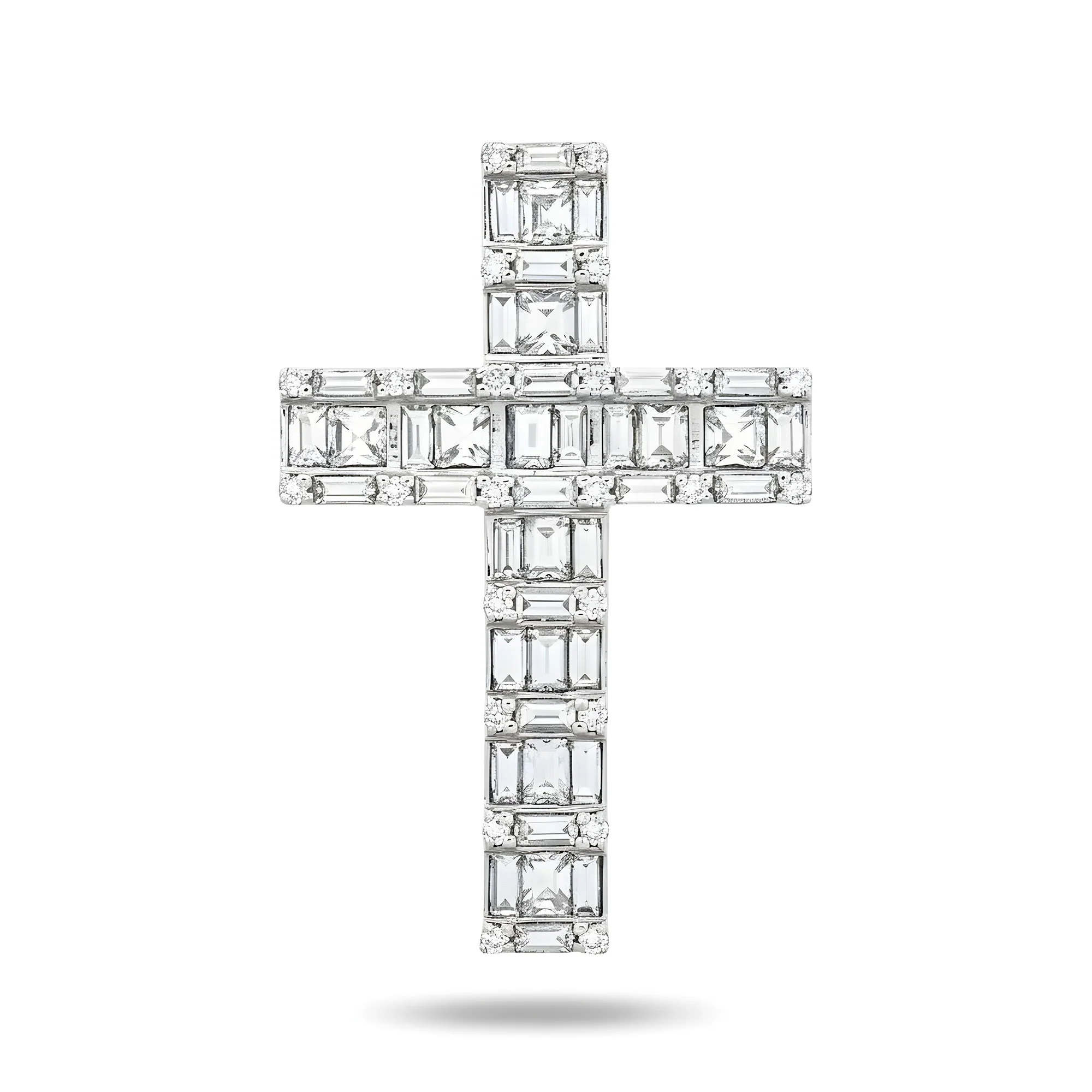 14K Rose Gold Baguette & Round Diamond Cross Pendant 2.30ct - Image 6