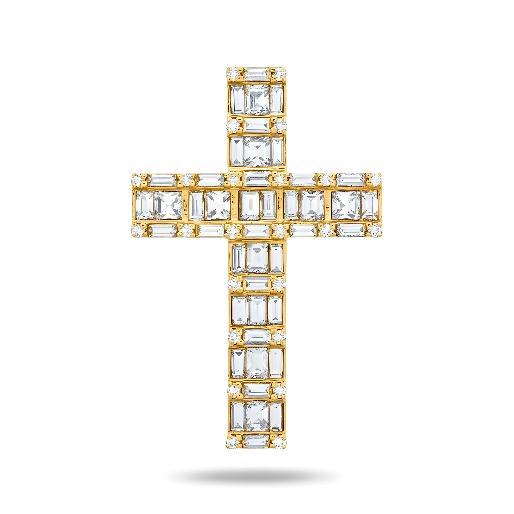 14K Rose Gold Baguette & Round Diamond Cross Pendant 2.30ct - Image 9
