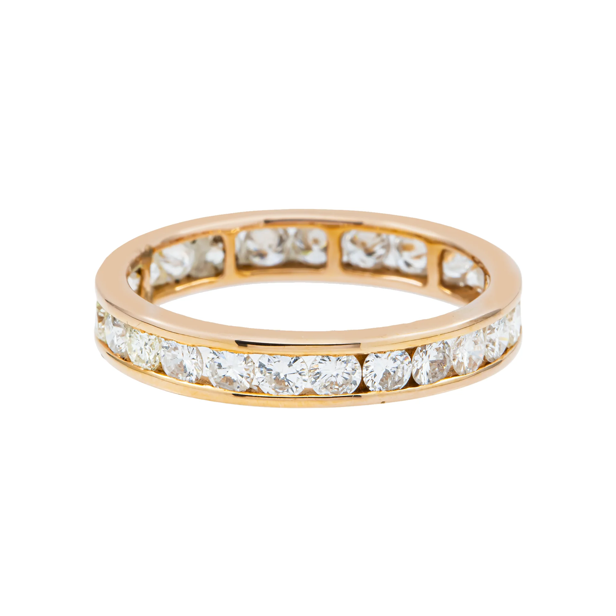 14K Rose Gold Channel Set Round Diamond Eternity Ring 1.55ct (Size 6.5)