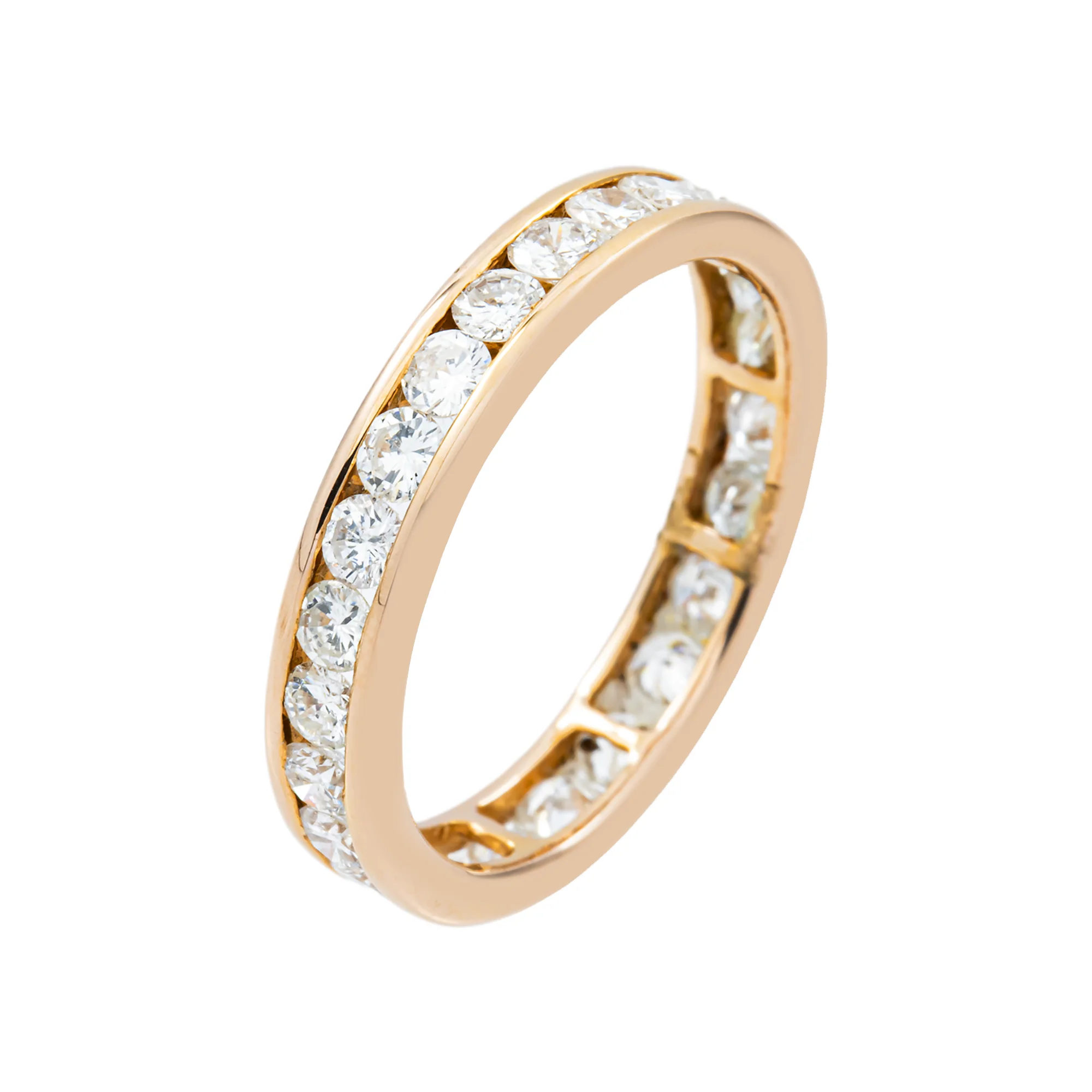 14K Rose Gold Channel Set Round Diamond Eternity Ring 1.55ct (Size 6.5) - Image 3