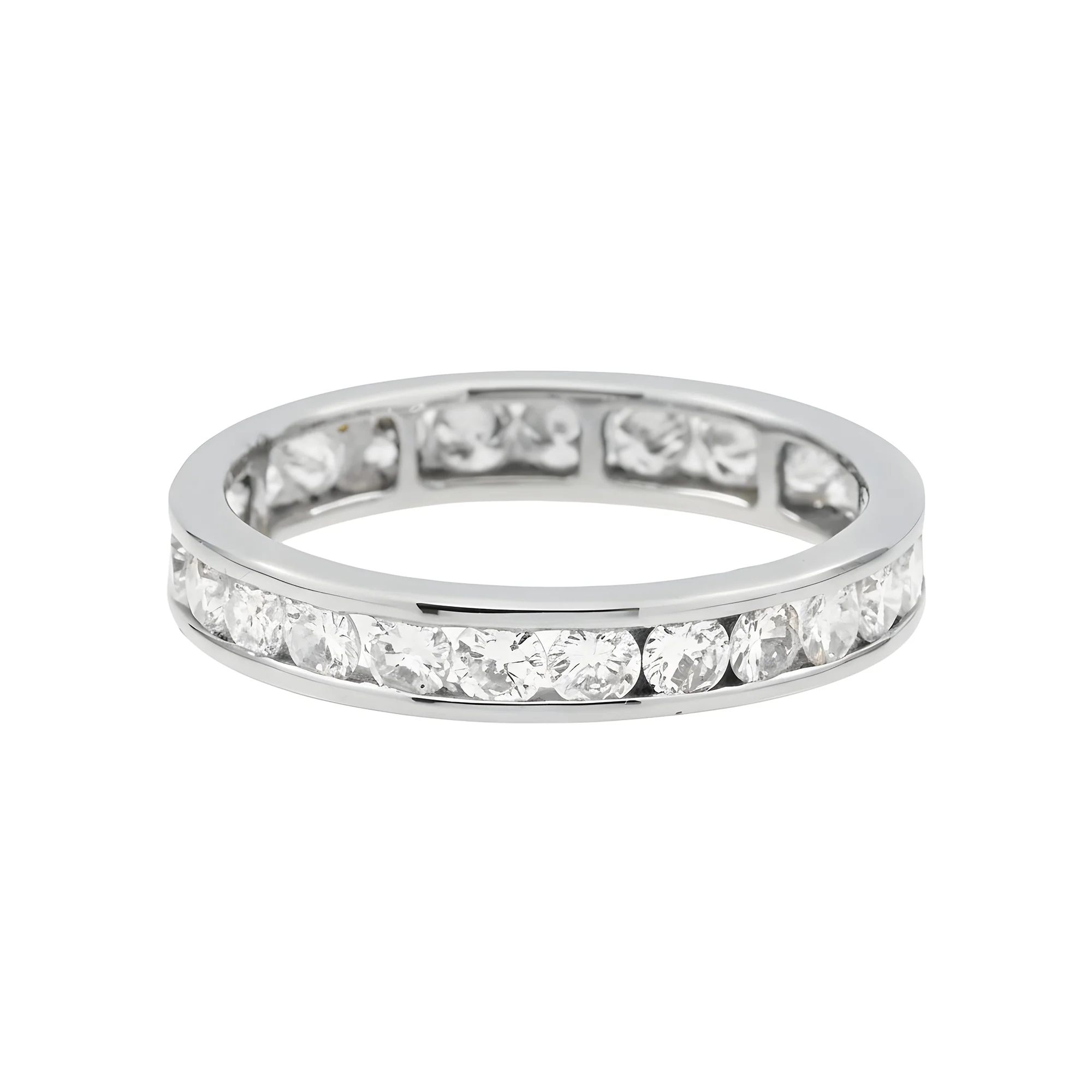 14K Rose Gold Channel Set Round Diamond Eternity Ring 1.55ct (Size 6.5) - Image 4