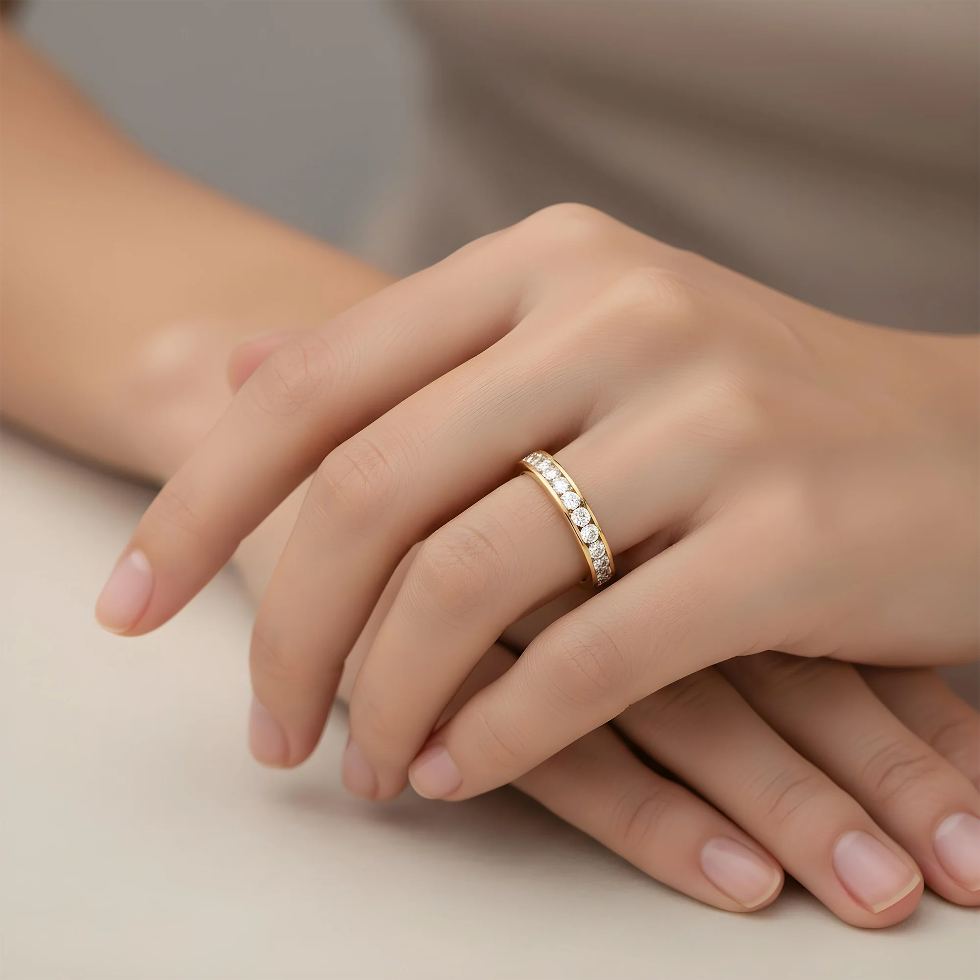 14K Rose Gold Channel Set Round Diamond Eternity Ring 1.55ct (Size 6.5) - Image 8