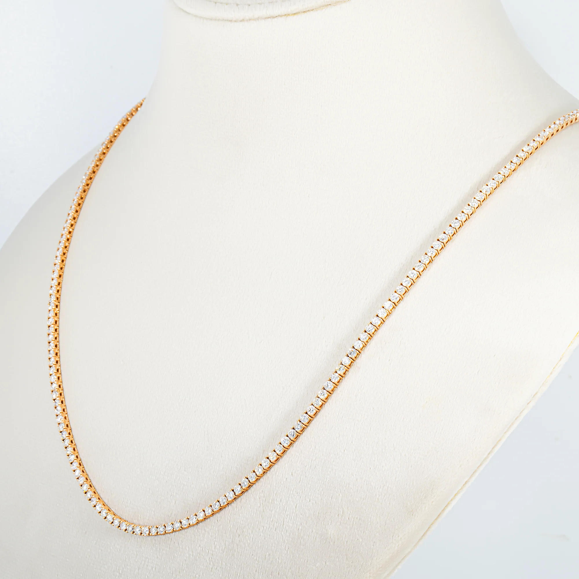 14K Rose Gold Diamond Tennis Chain 11.23ct (16"-22") - Image 2