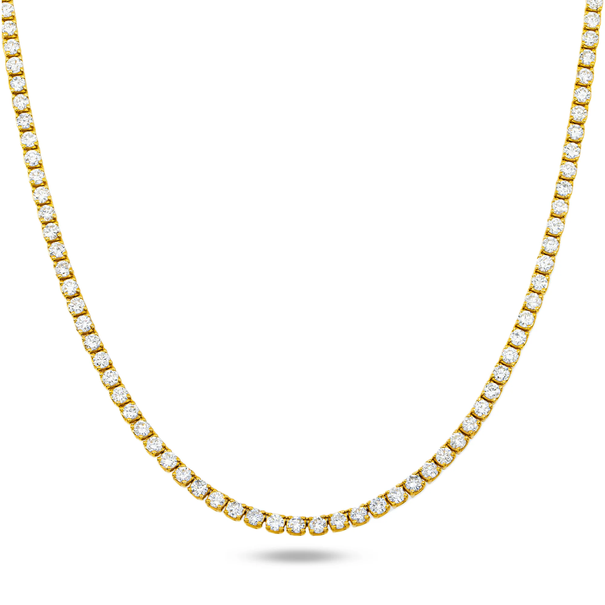 14K Yellow Gold Round Diamond Tennis Chain 13.30ct (16"-22")