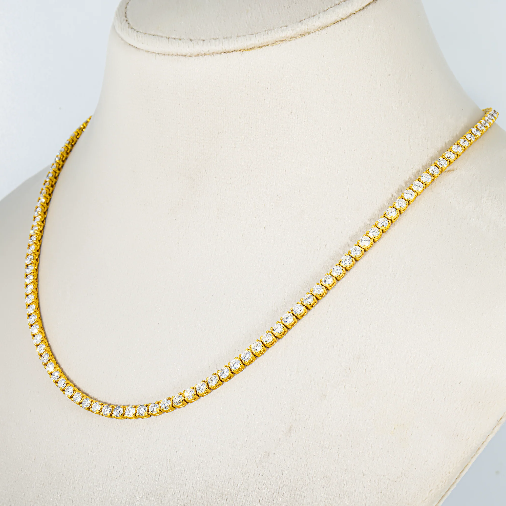 14K Yellow Gold Round Diamond Tennis Chain 13.30ct (16"-22") - Image 2