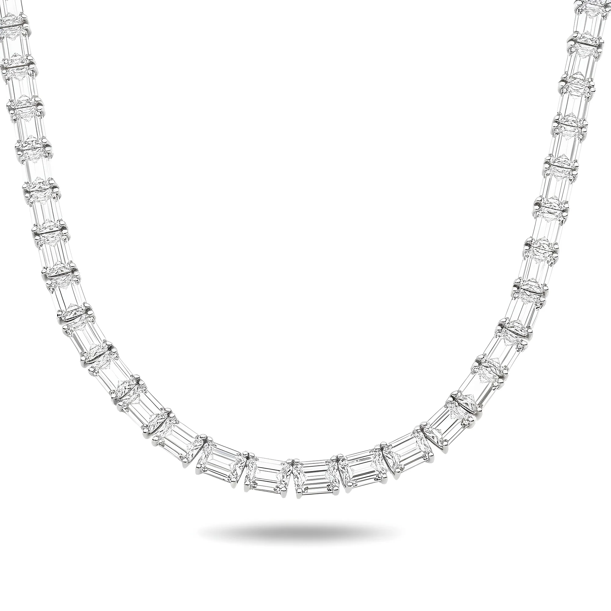 14K Rose Gold Emerald Cut Diamond Tennis Chain 107.97ct - Image 4