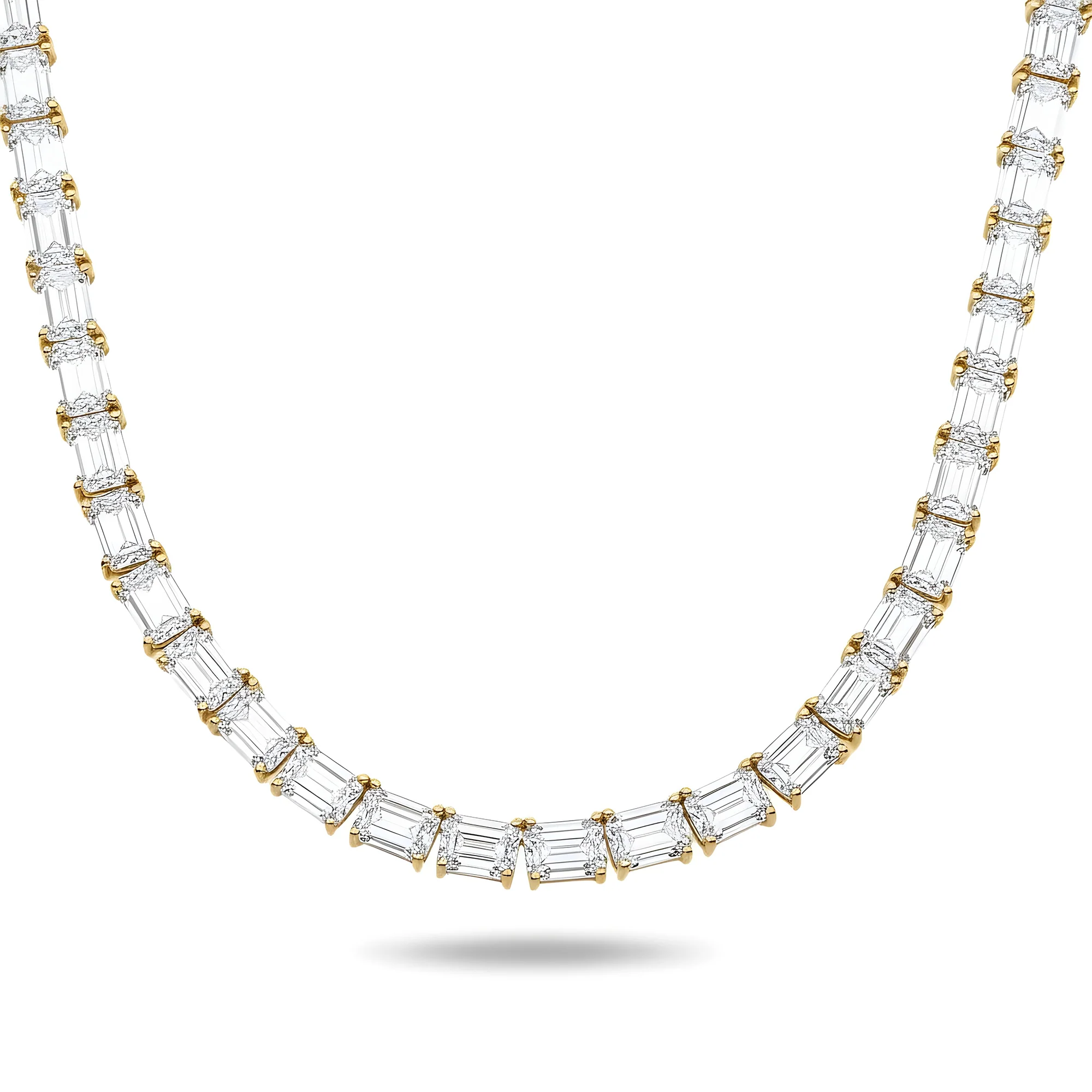 14K Rose Gold Emerald Cut Diamond Tennis Chain 107.97ct - Image 7