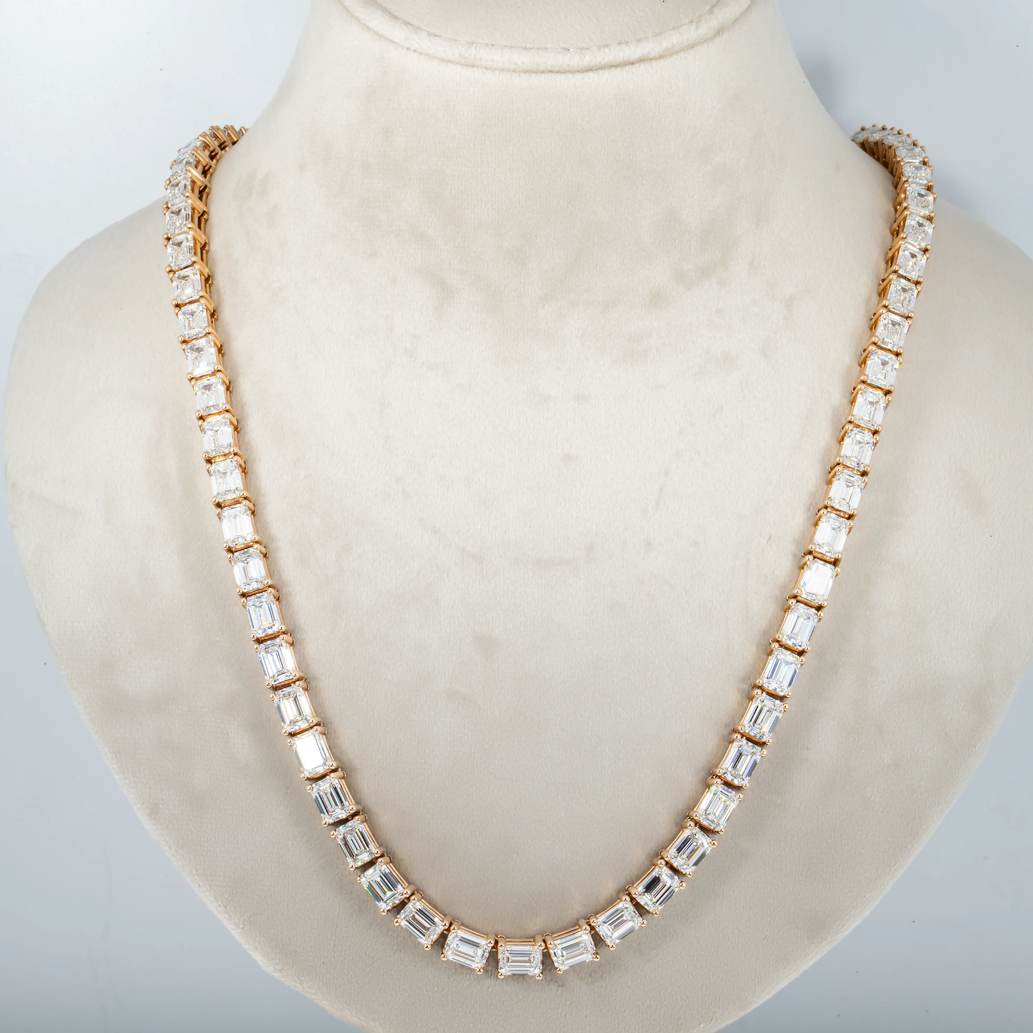 14K Rose Gold Emerald Cut Diamond Chain 110ct - Image 4