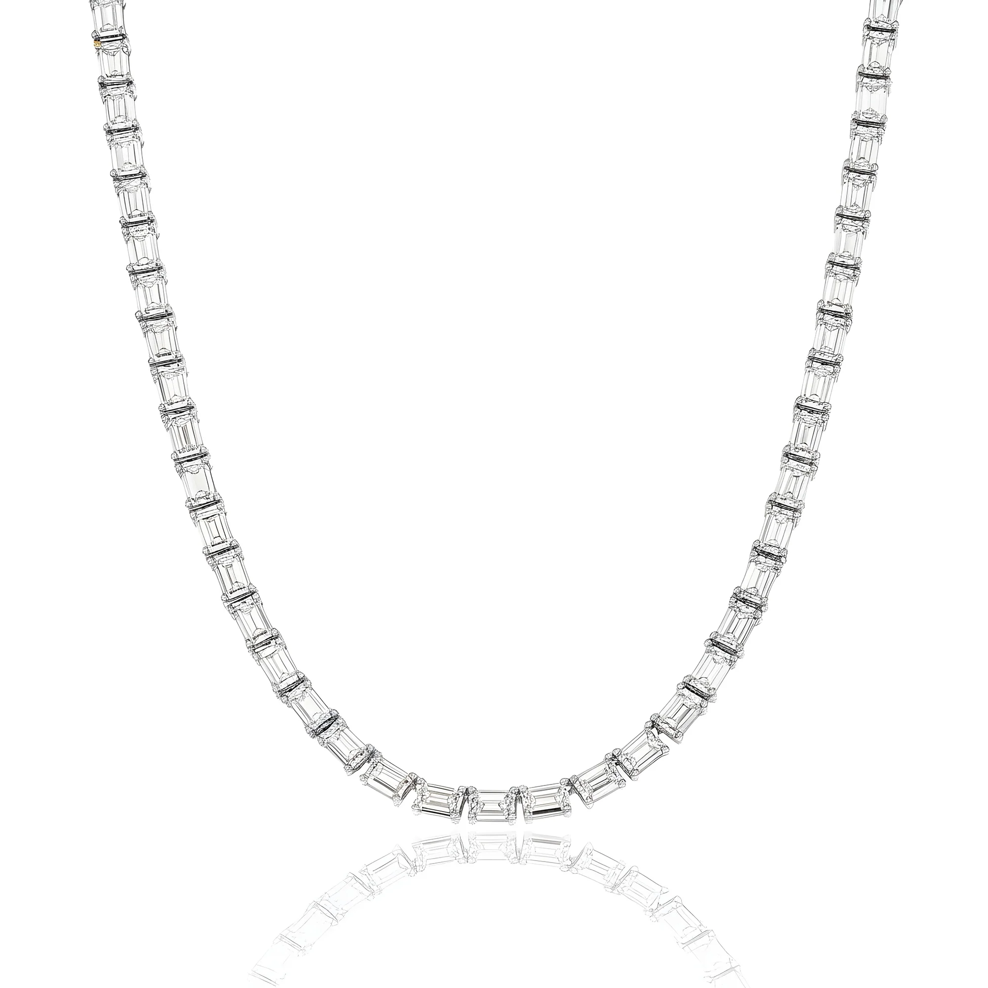 14K Rose Gold Emerald Cut Diamond Chain 110ct - Image 5