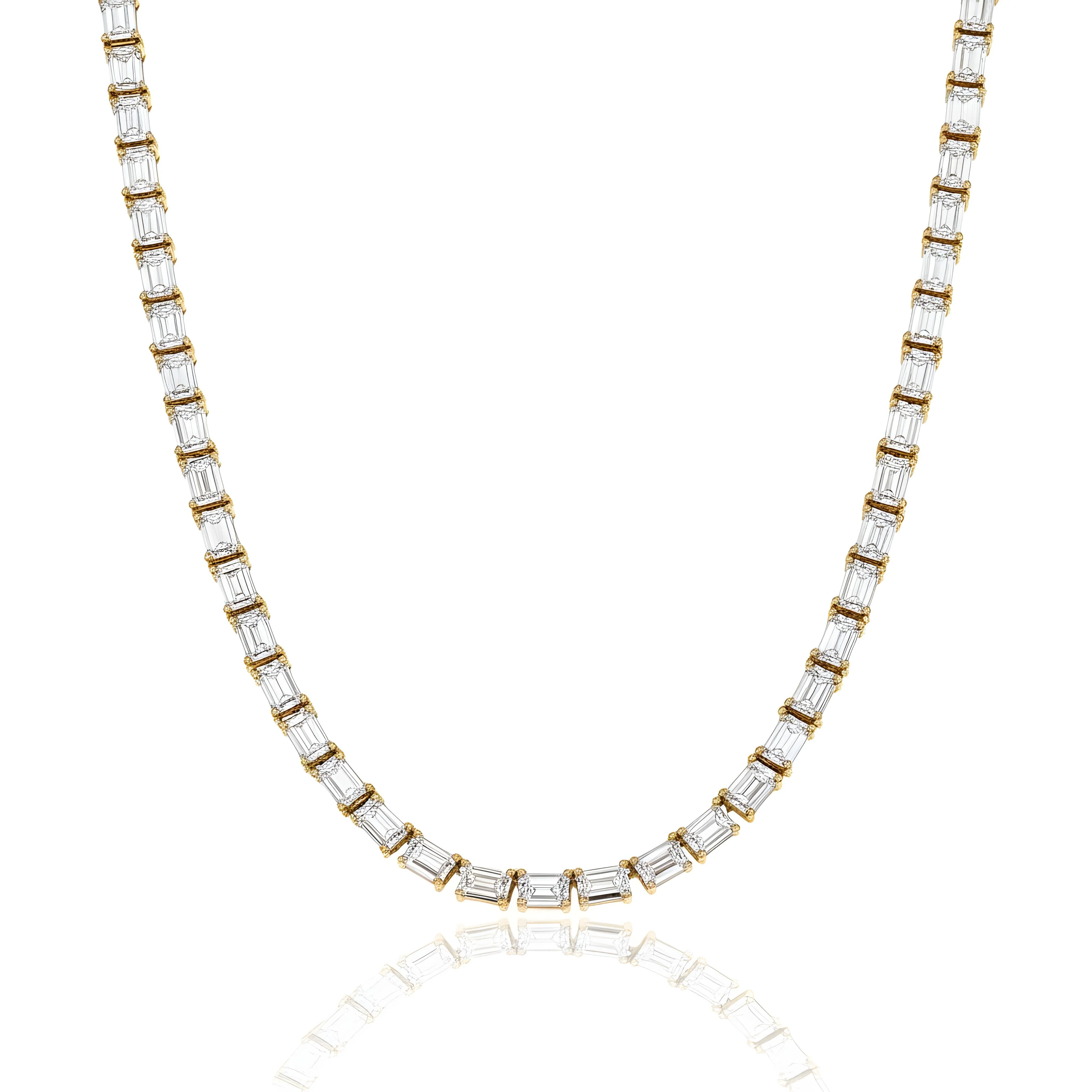 14K Rose Gold Emerald Cut Diamond Chain 110ct - Image 8