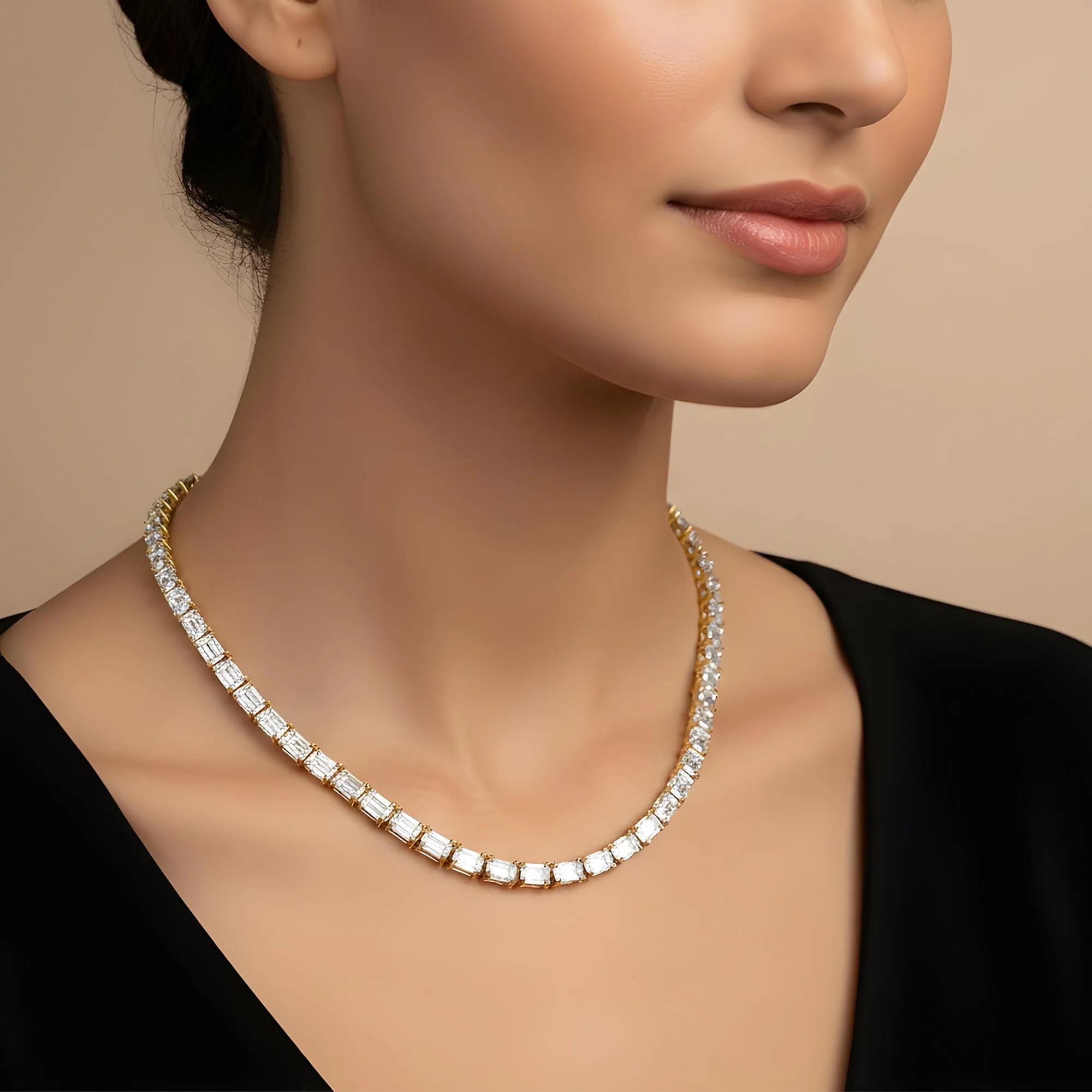 14K Rose Gold Emerald Cut Diamond Chain 110ct - Image 9