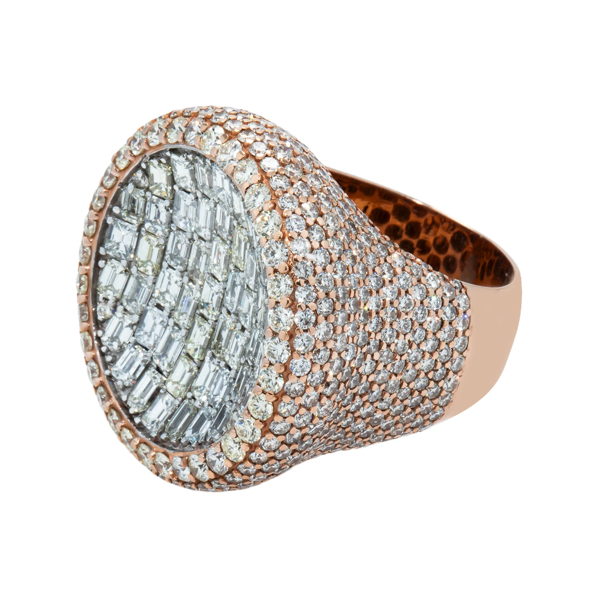 14K Rose Gold Inverted Dome Emerald & Round Cut Diamond Ring 13.91ct - Image 5