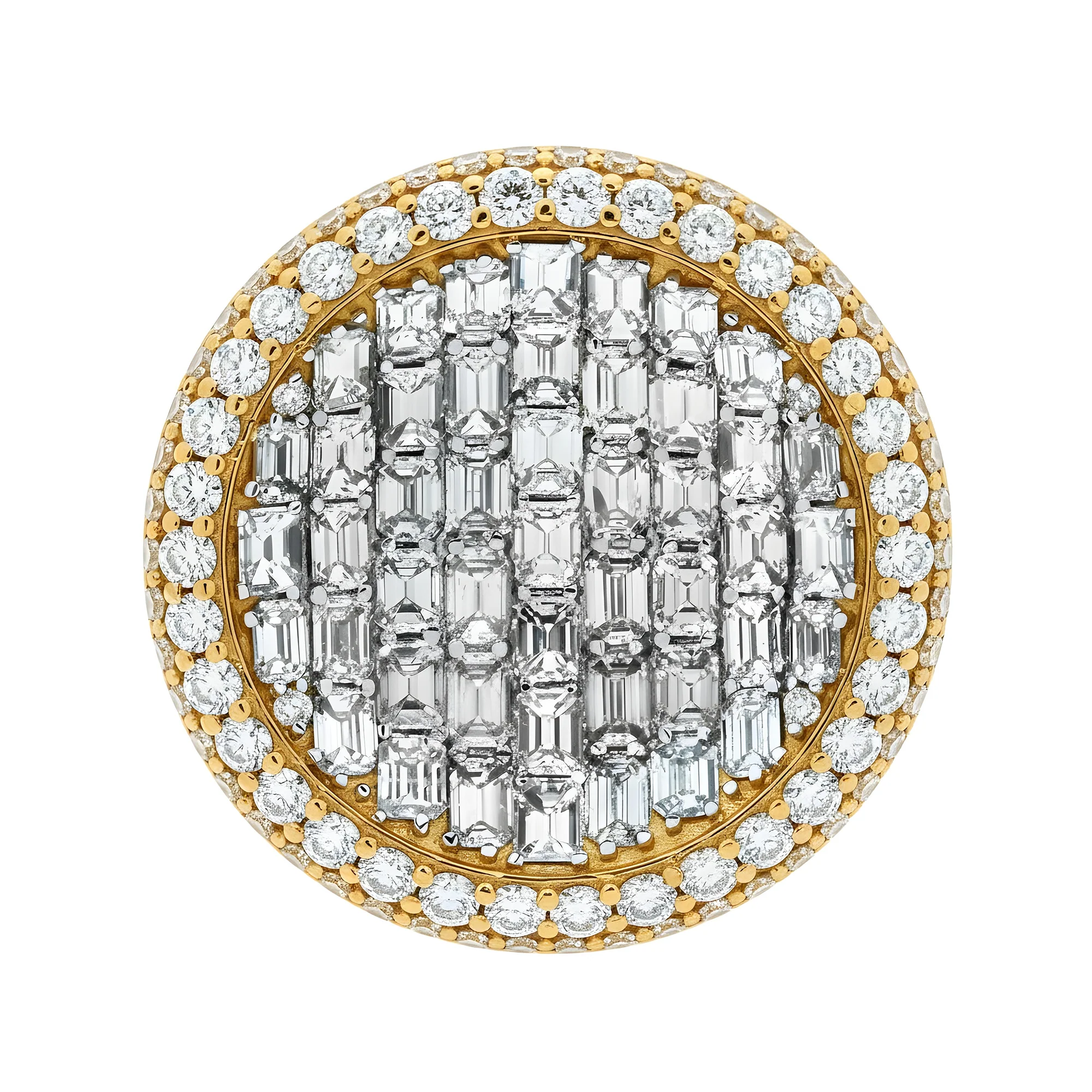 14K Rose Gold Inverted Dome Emerald & Round Cut Diamond Ring 13.91ct - Image 9