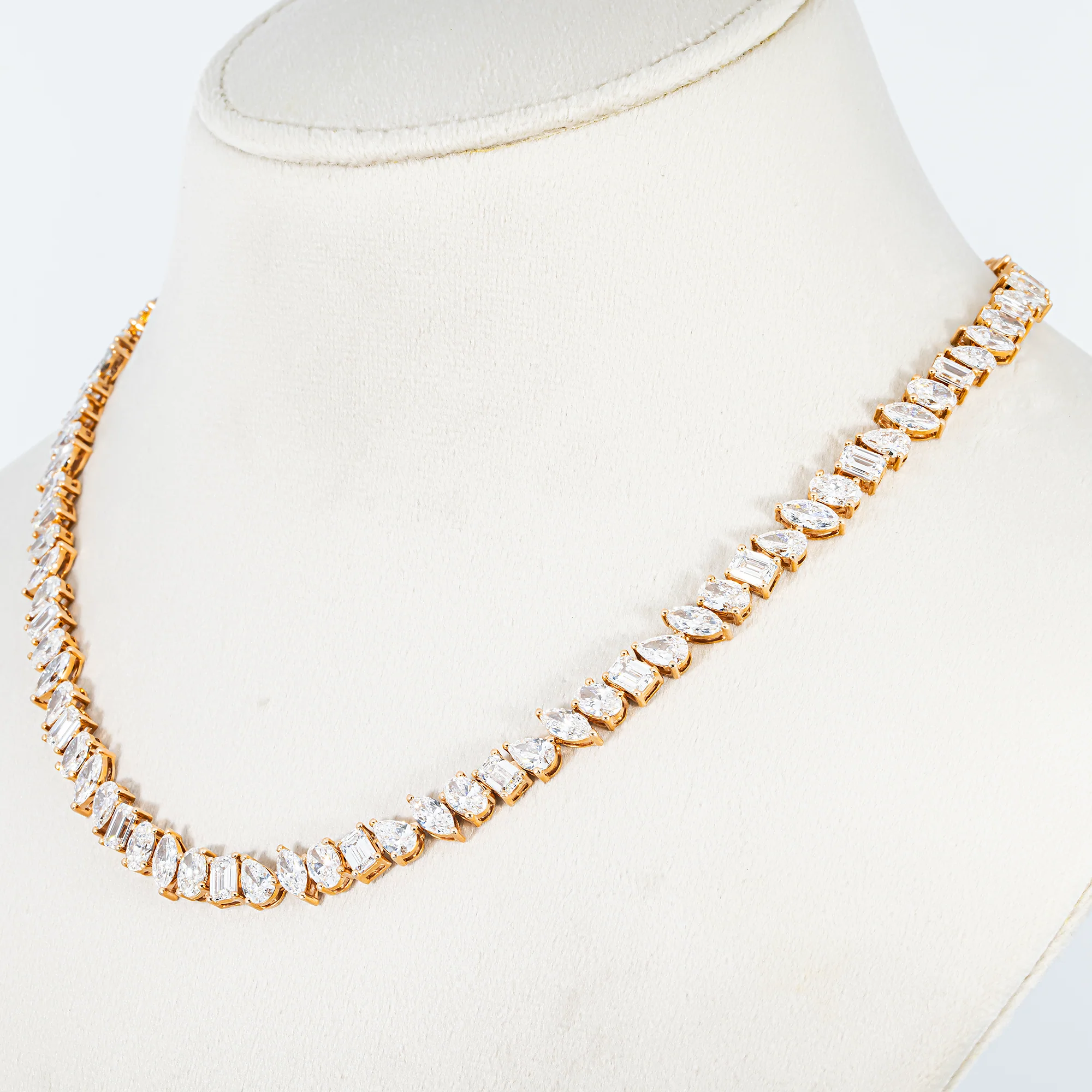 14K Rose Gold Multi Cut Diamond Necklace 35.22ct - Image 2