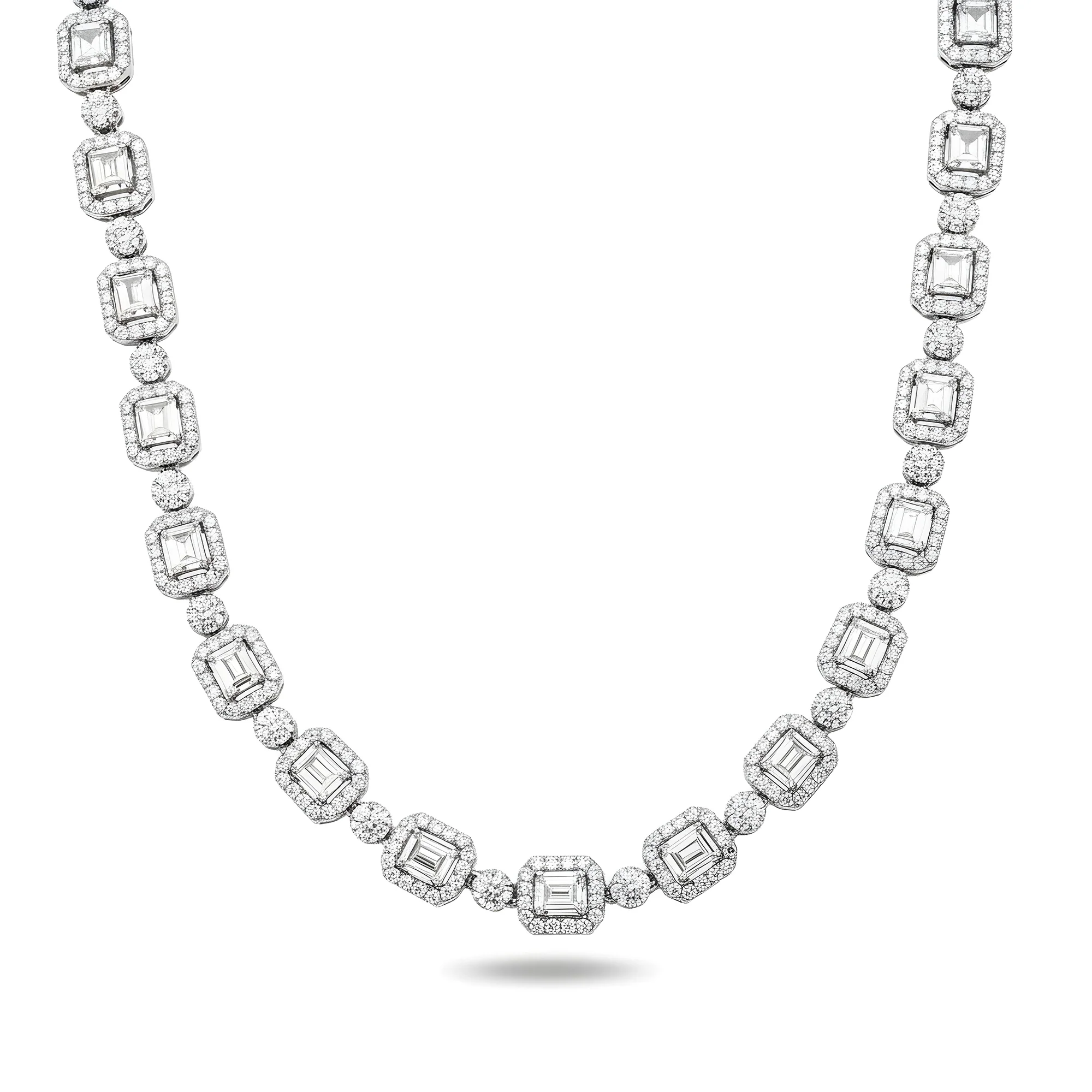 14K Rose Gold Round & Baguette Cut Diamond Tennis Chain 17.57ct - Image 5