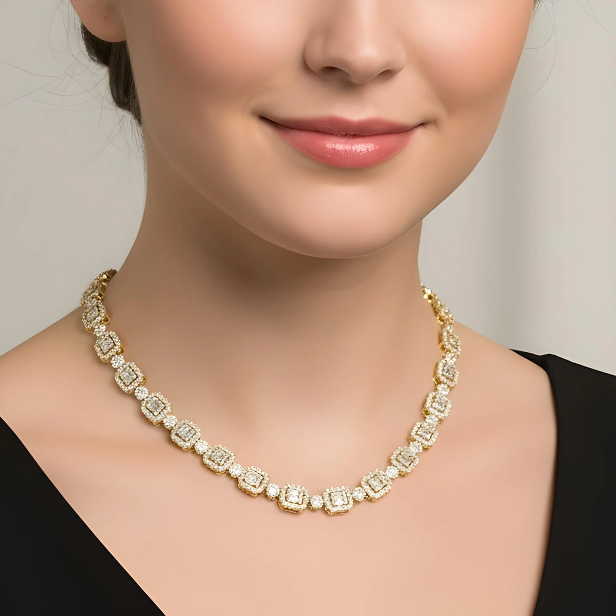 14K Rose Gold Round & Baguette Cut Diamond Tennis Chain 17.57ct - Image 9