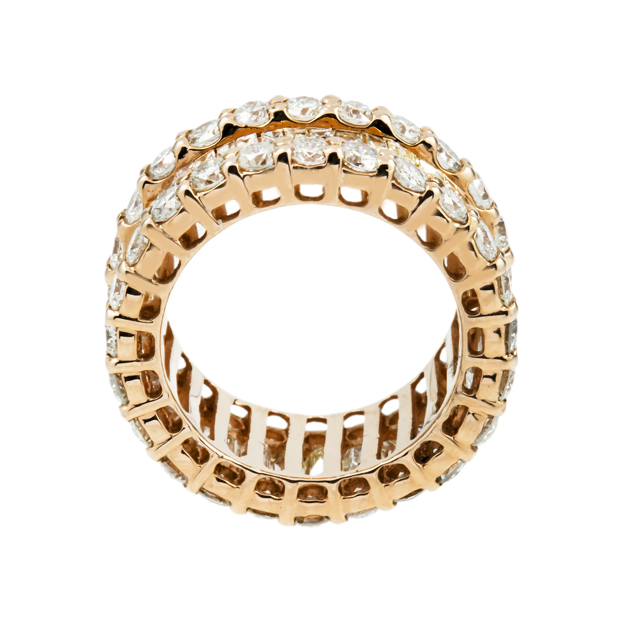 14K Rose Gold Round & Baguette Diamond Eternity Ring 6.34ct (size 6-9) - Image 4
