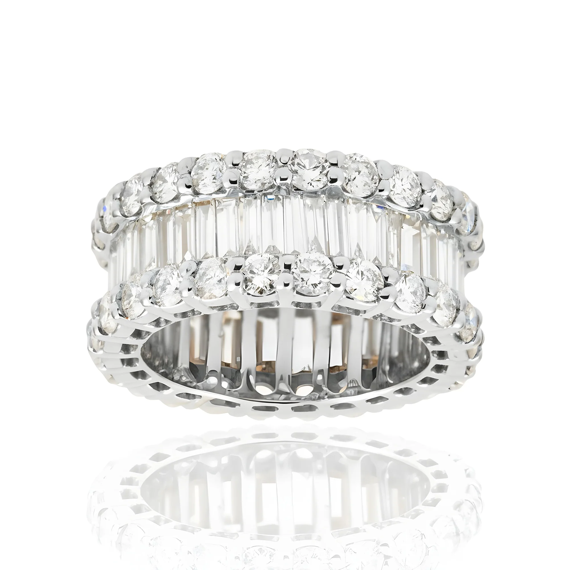 14K Rose Gold Round & Baguette Diamond Eternity Ring 6.34ct (size 6-9) - Image 5