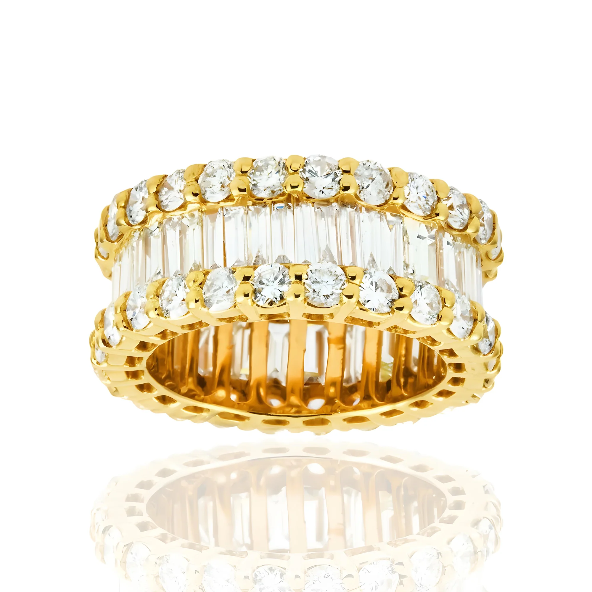 14K Rose Gold Round & Baguette Diamond Eternity Ring 6.34ct (size 6-9) - Image 8