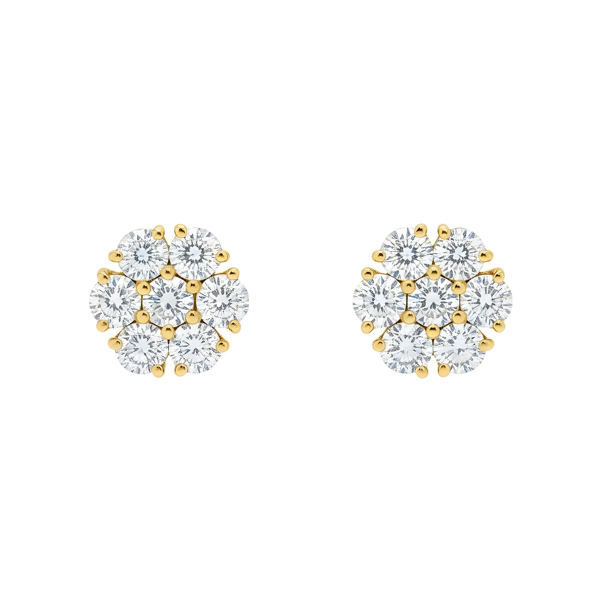 14K Rose Gold Round Diamond Cluster Stud Earrings 3.0ctw - Image 8