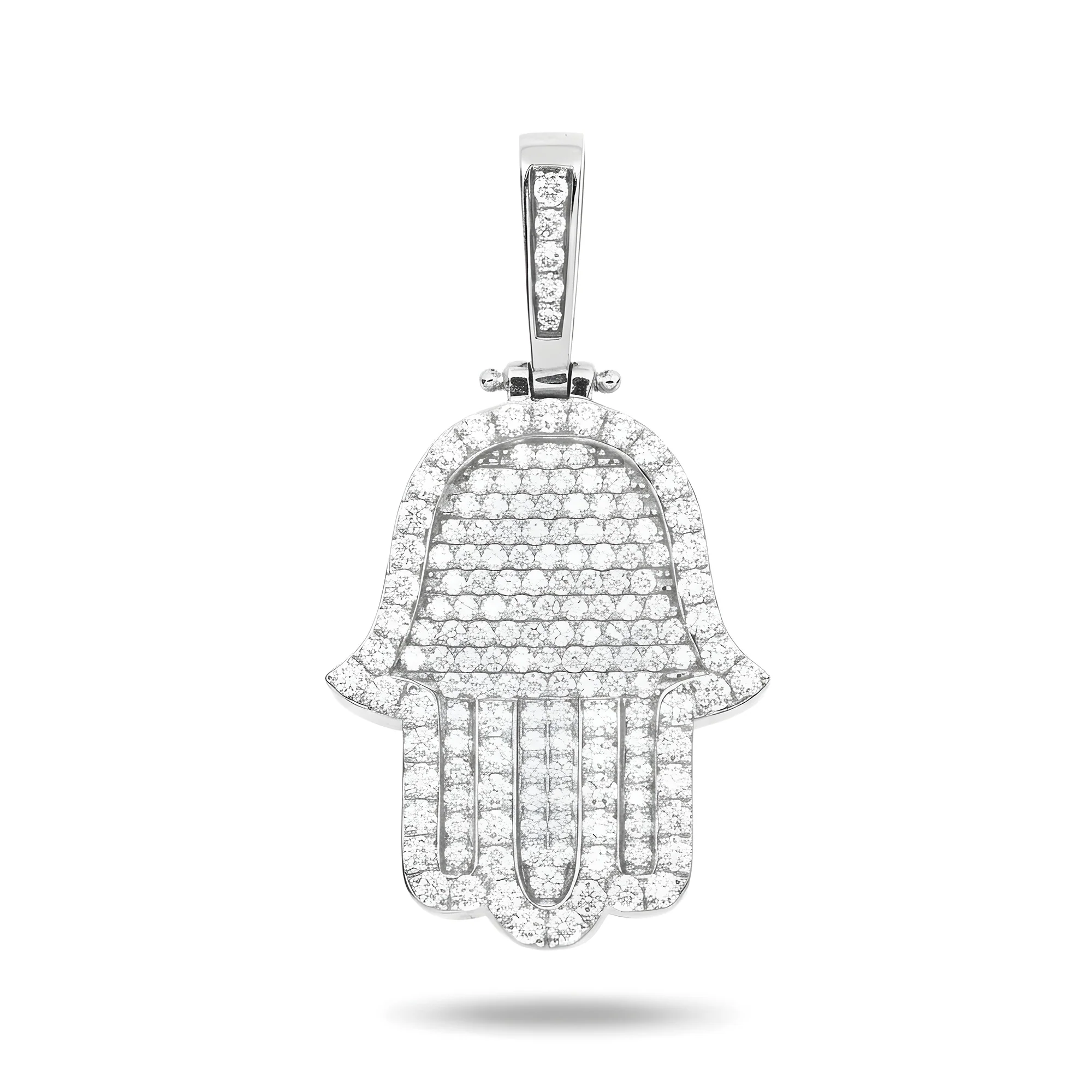 14K Rose Gold Round Diamond Bilevel Hamsa Pendant 3.34ct - Image 6