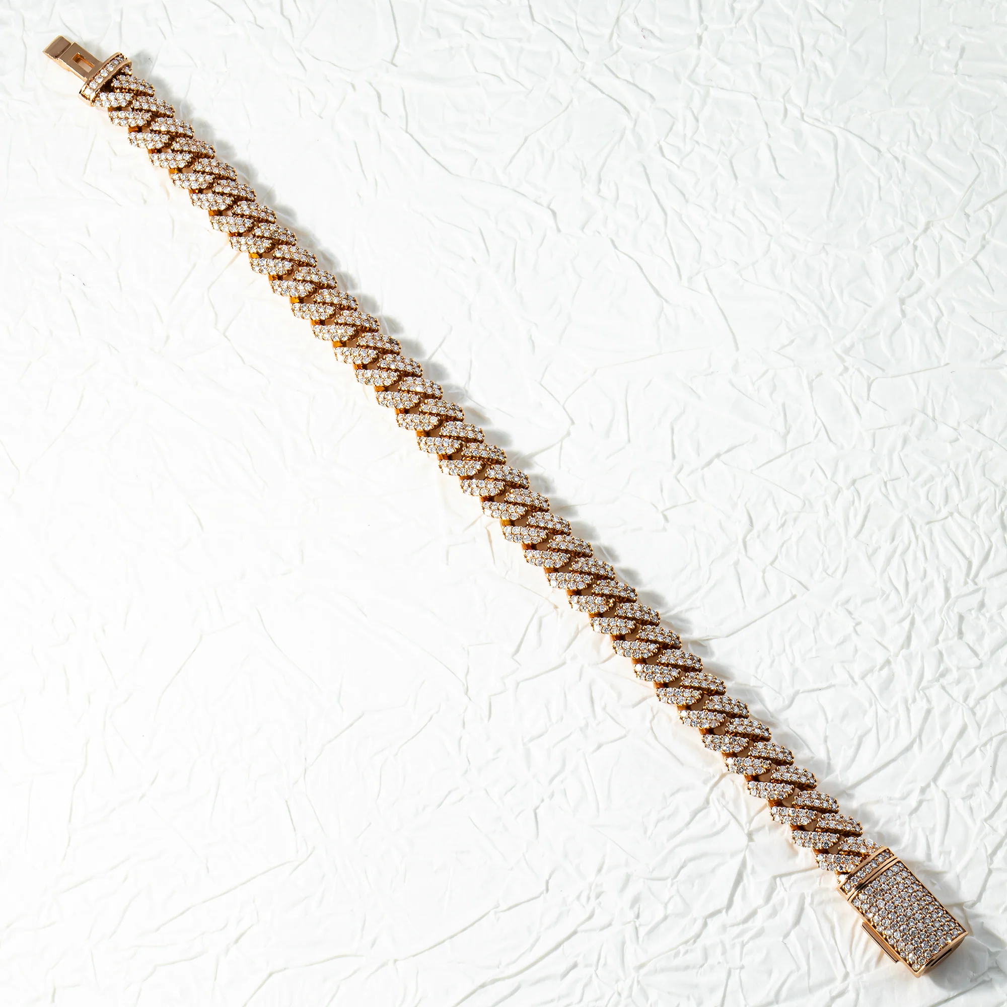 14K Rose Gold 10mm Round Diamond Cuban Link Bracelet 7.0ct - Image 3