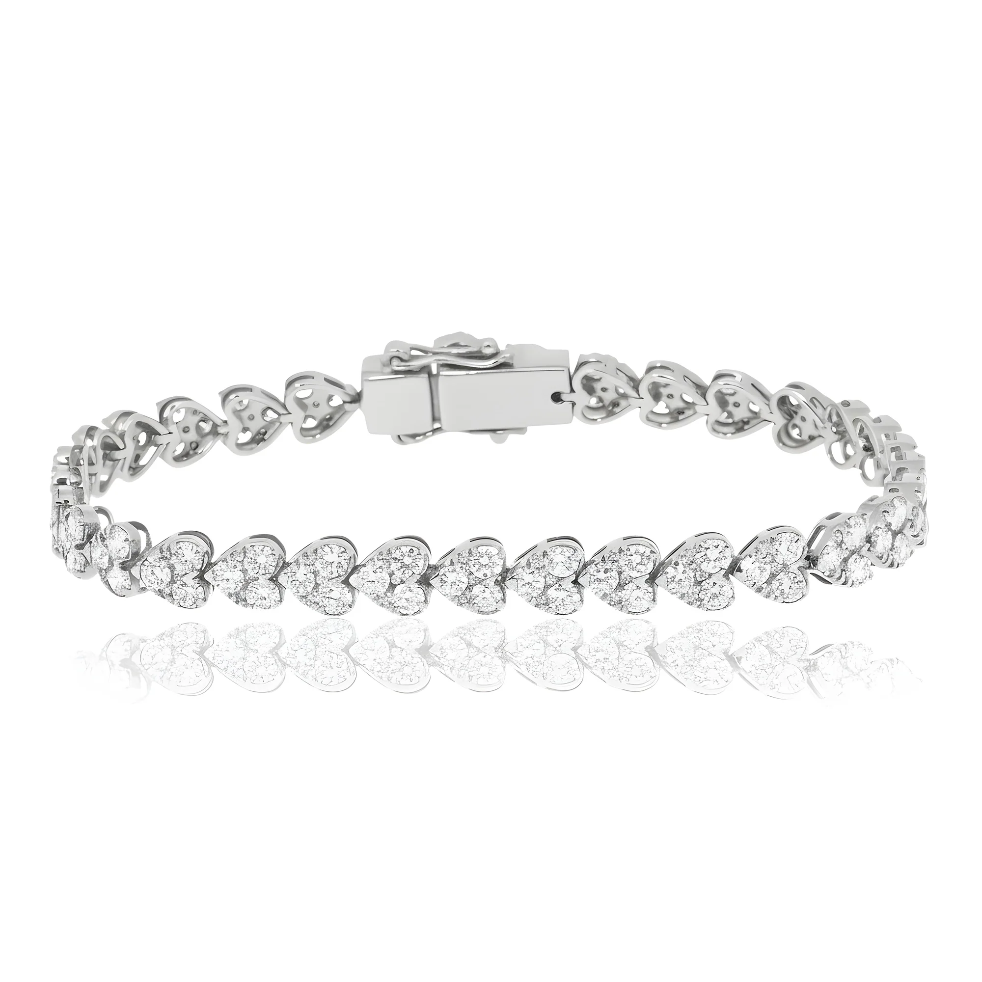 14K Rose Gold Round Diamond Heart Shaped Bracelet 8.14ct - Image 5