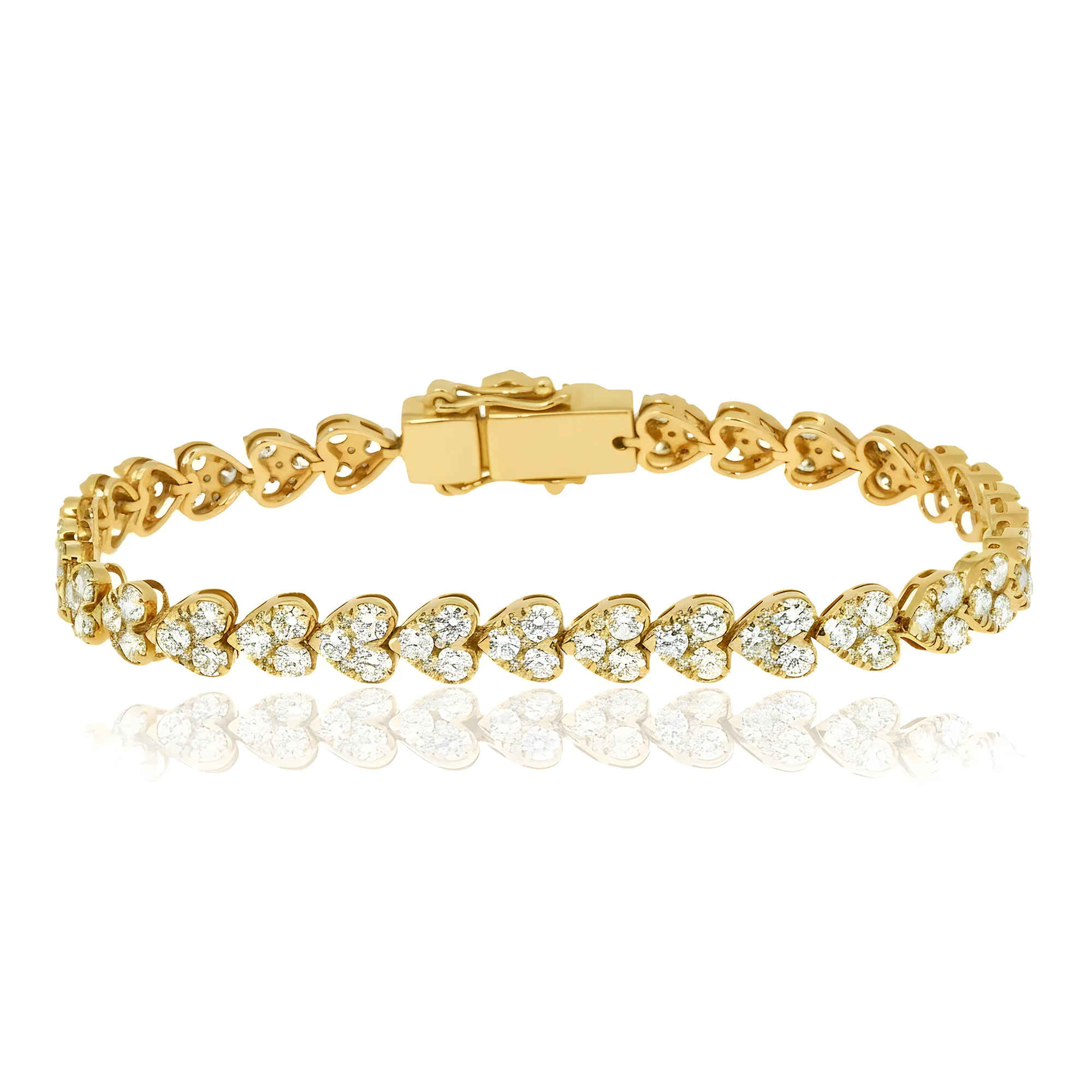 14K Rose Gold Round Diamond Heart Shaped Bracelet 8.14ct - Image 8