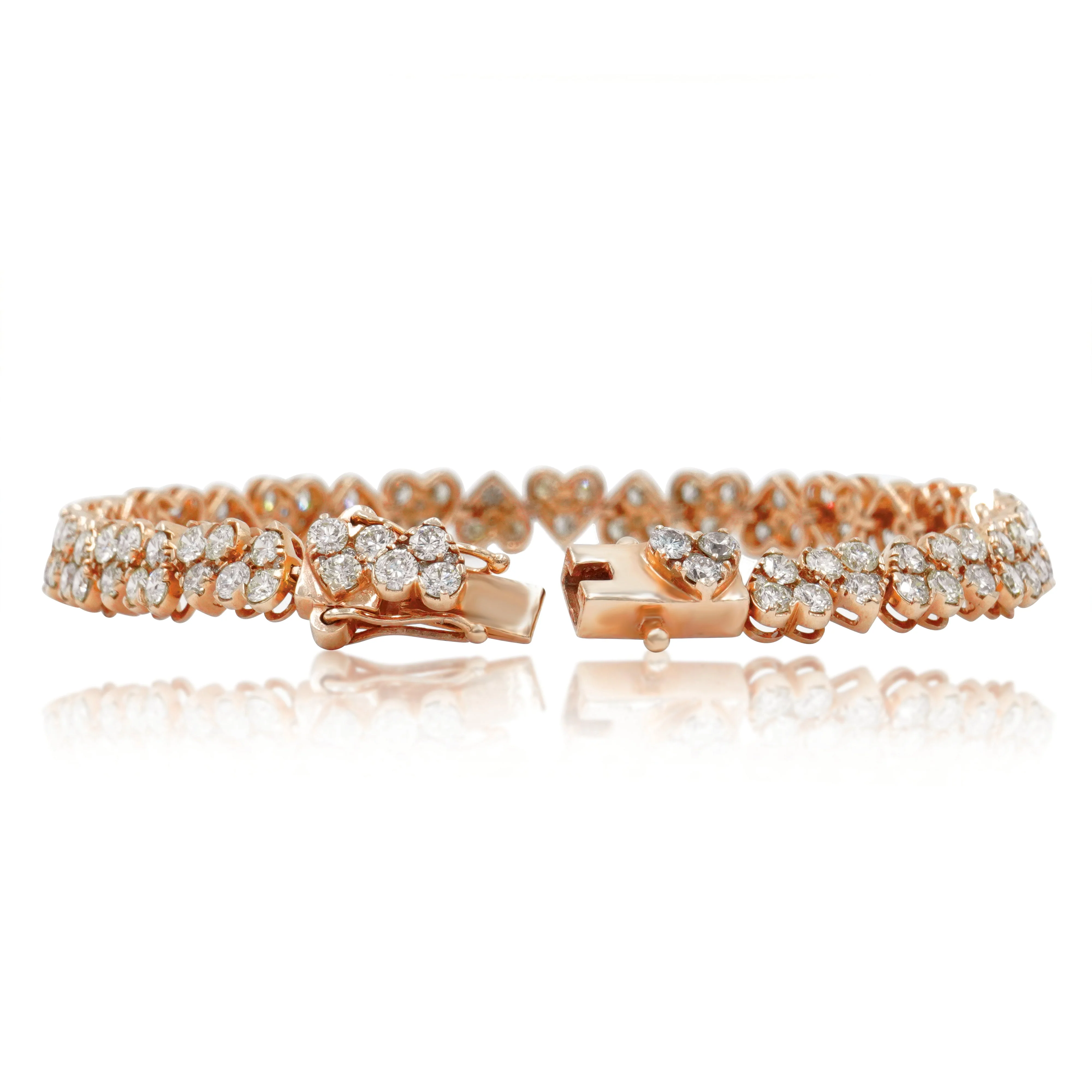 14K Rose Gold Round Diamond Heart Shaped Bracelet 8.31ct - Image 3