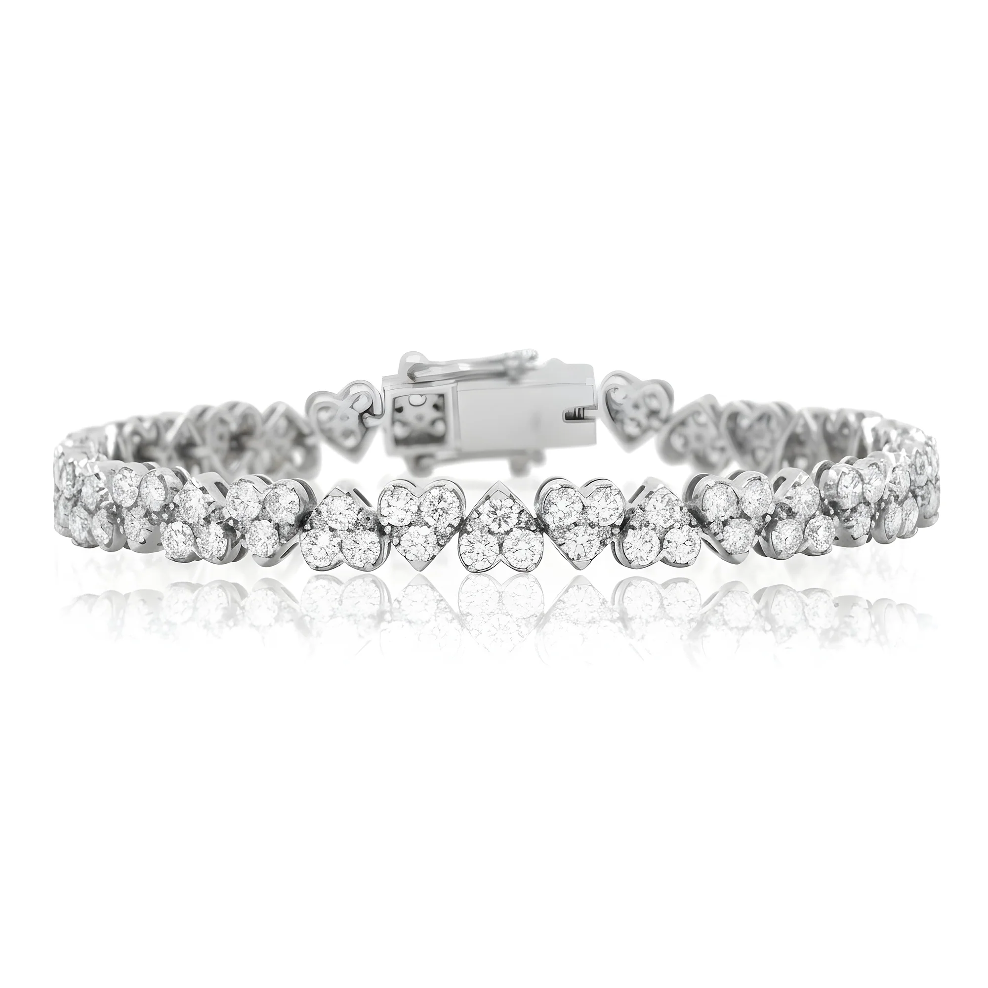 14K Rose Gold Round Diamond Heart Shaped Bracelet 8.31ct - Image 4