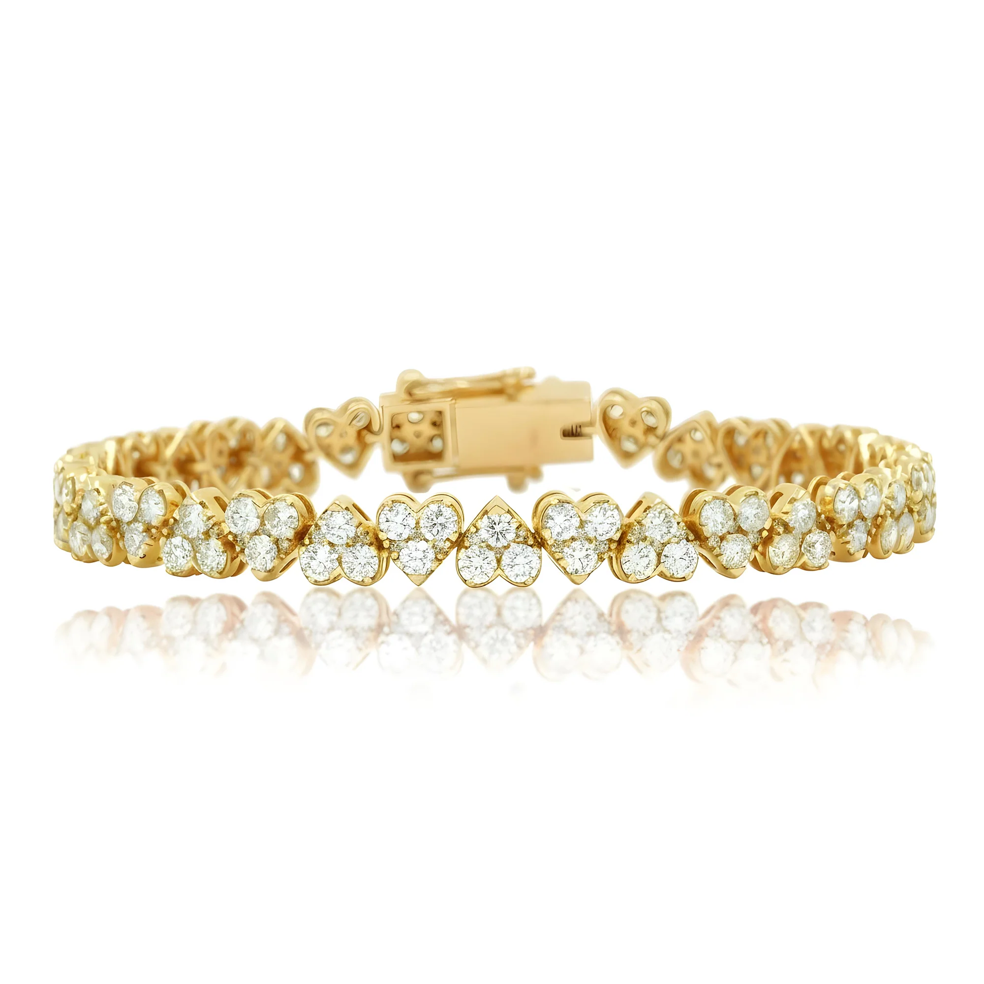 14K Rose Gold Round Diamond Heart Shaped Bracelet 8.31ct - Image 7
