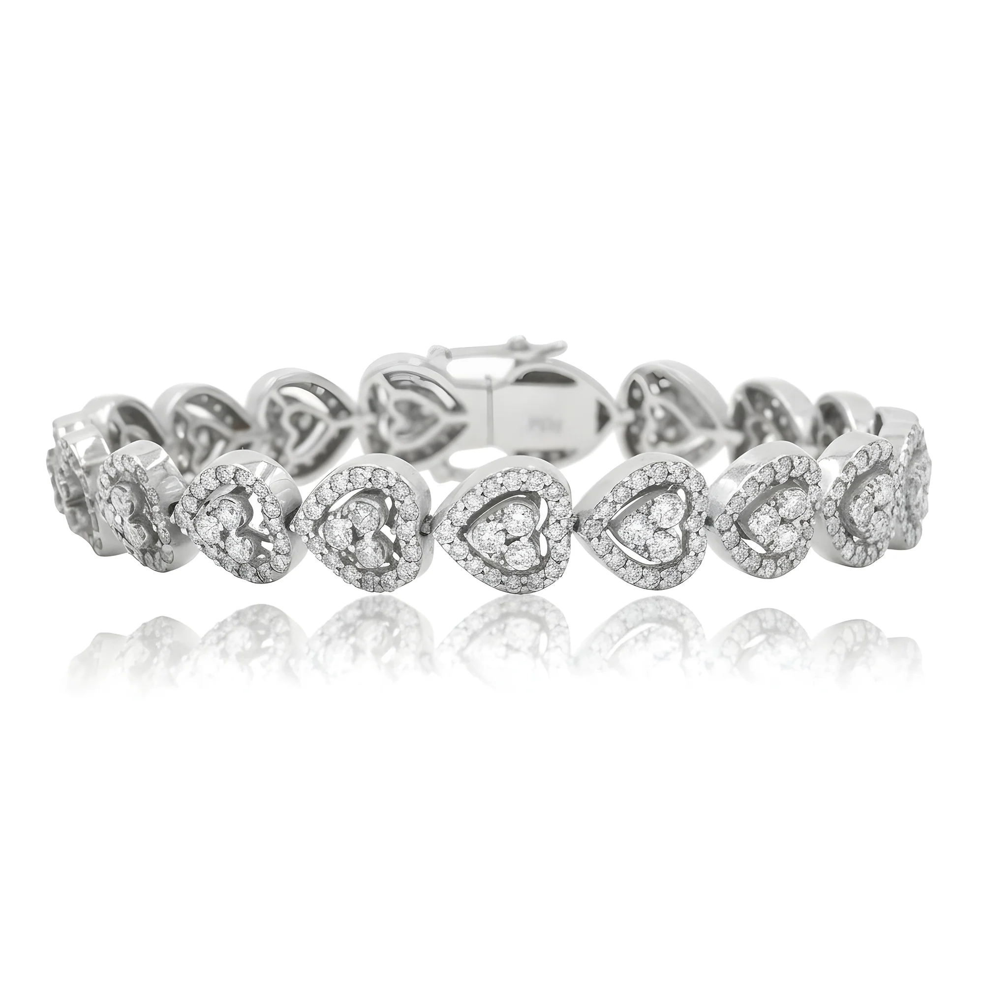 14K Rose Gold Round Diamond Heart Shaped Bracelet 7.30ct - Image 4