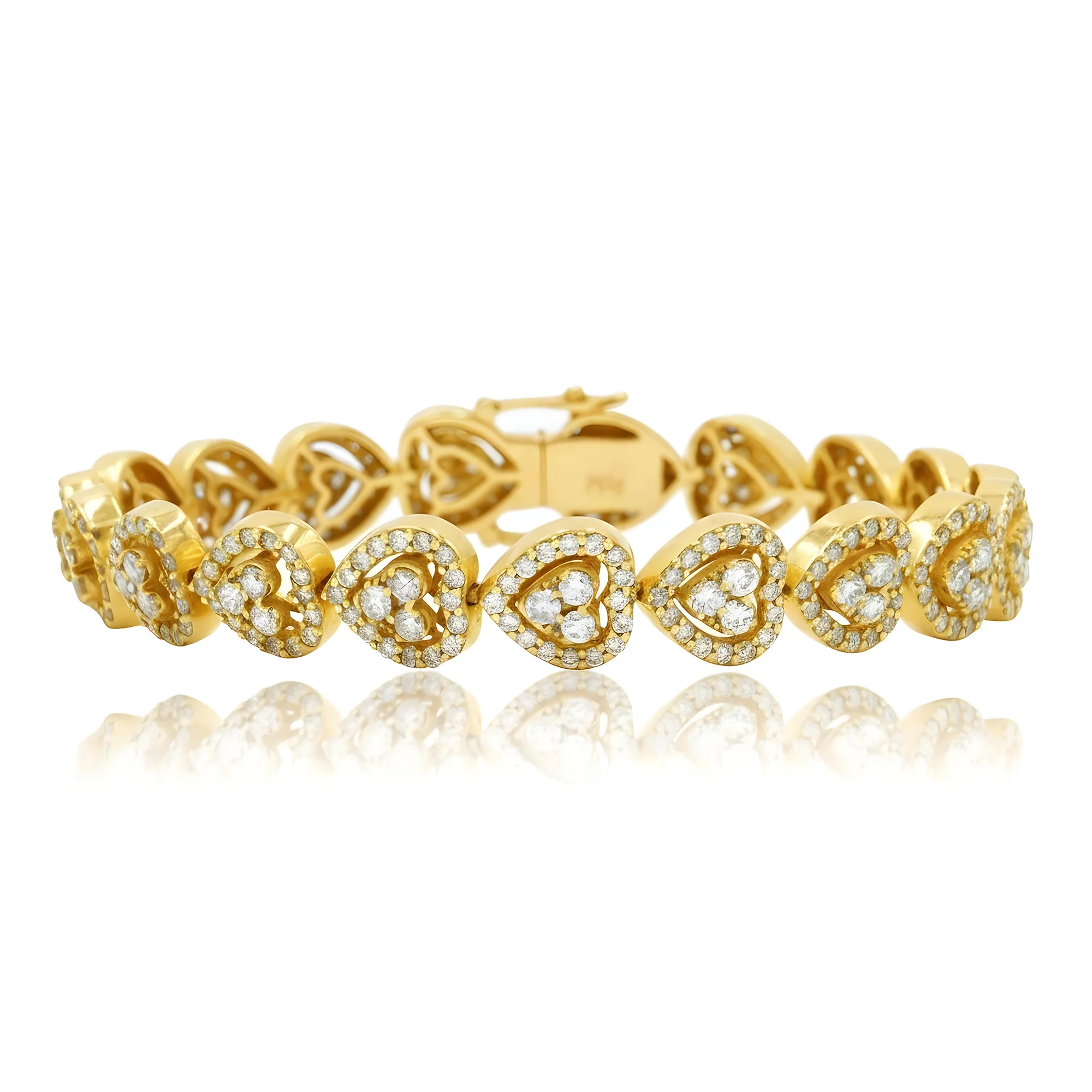 14K Rose Gold Round Diamond Heart Shaped Bracelet 7.30ct - Image 7