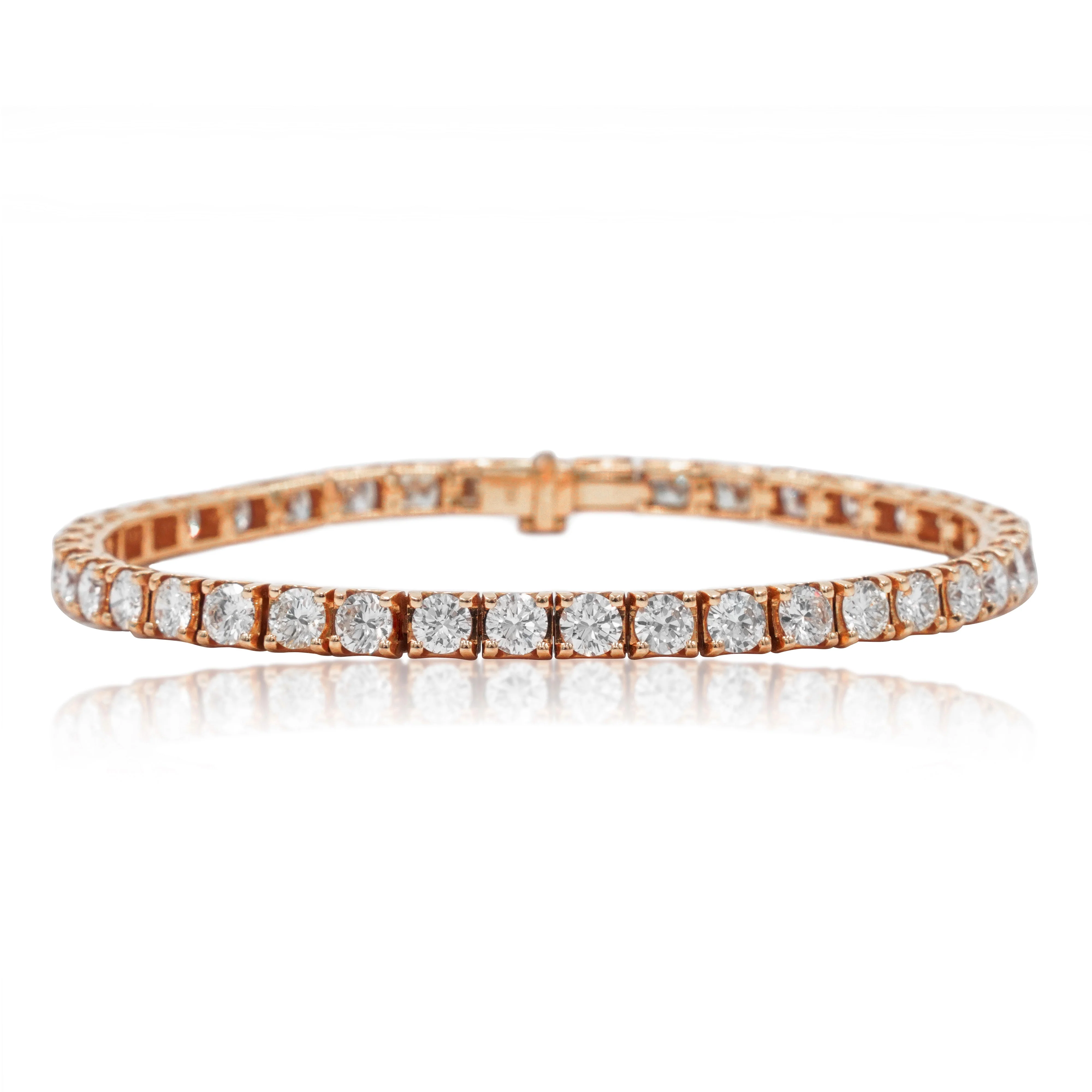 18K Rose Gold Round Diamond Tennis Bracelet 8.30ct