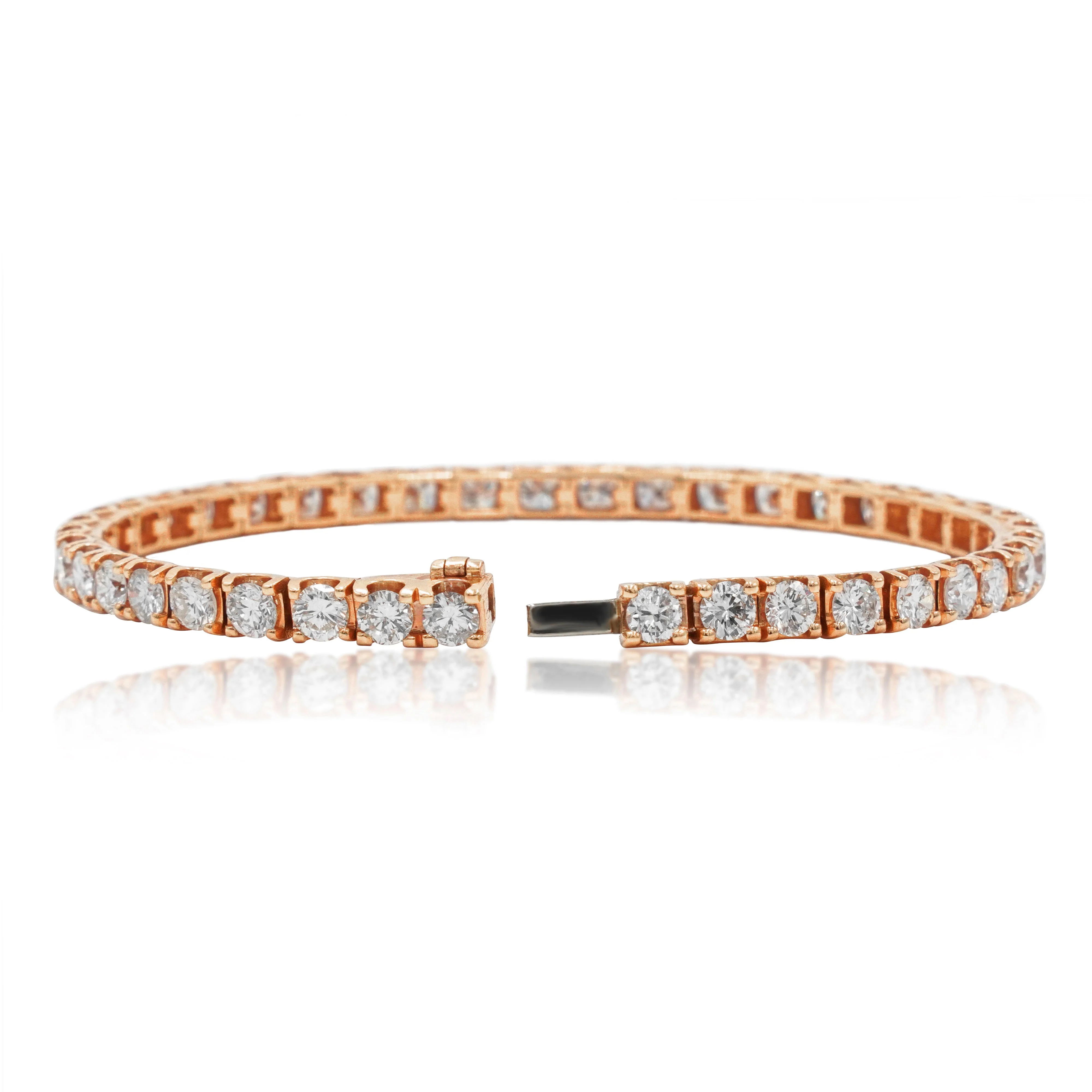 18K Rose Gold Round Diamond Tennis Bracelet 8.30ct - Image 2