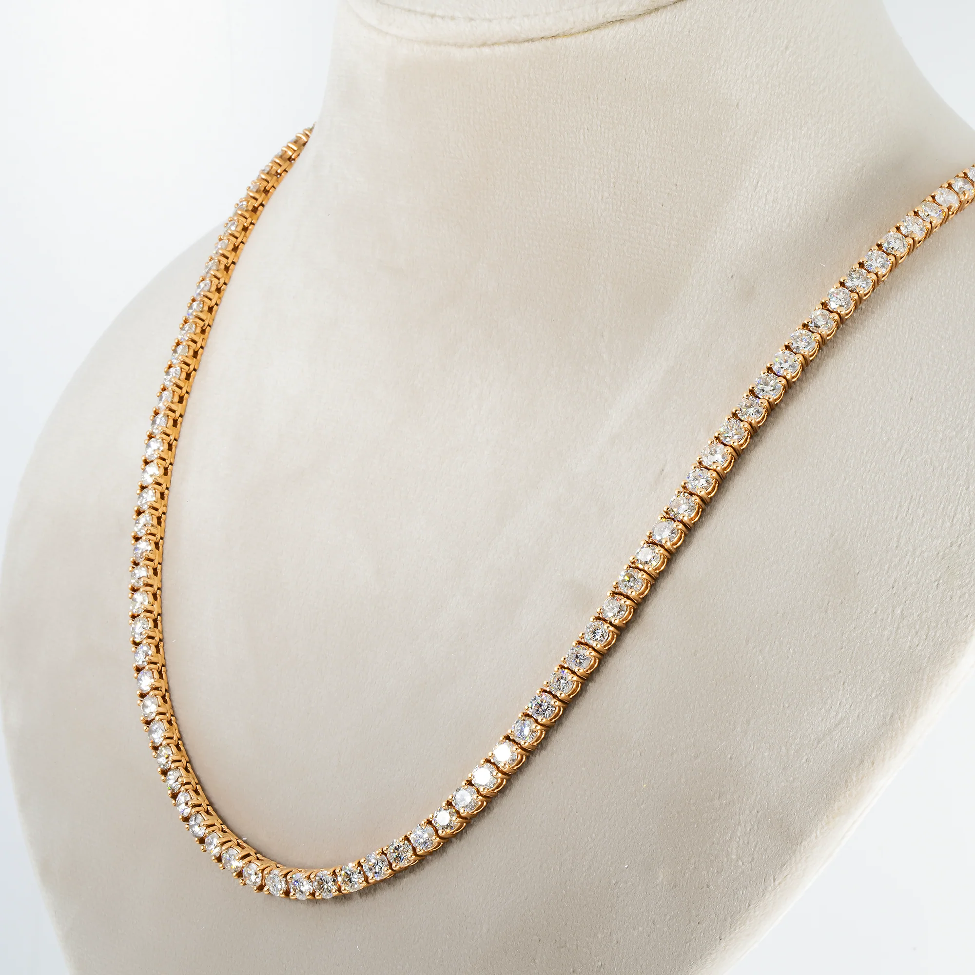 14K Rose Gold Round Diamond Tennis Chain 37.10ct - Image 2