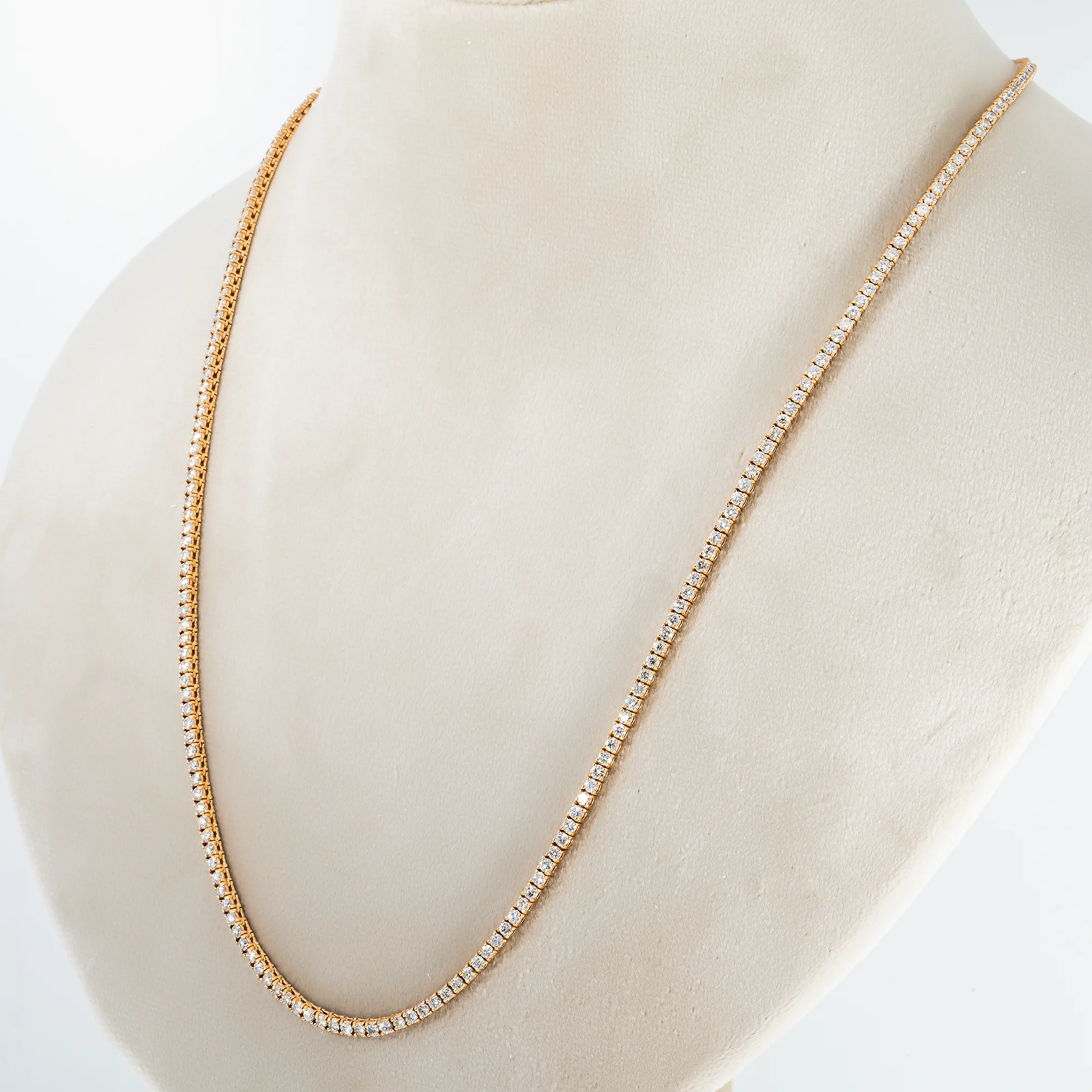 14K Rose Gold Round Diamond Tennis Chain 9.35ct - Image 2