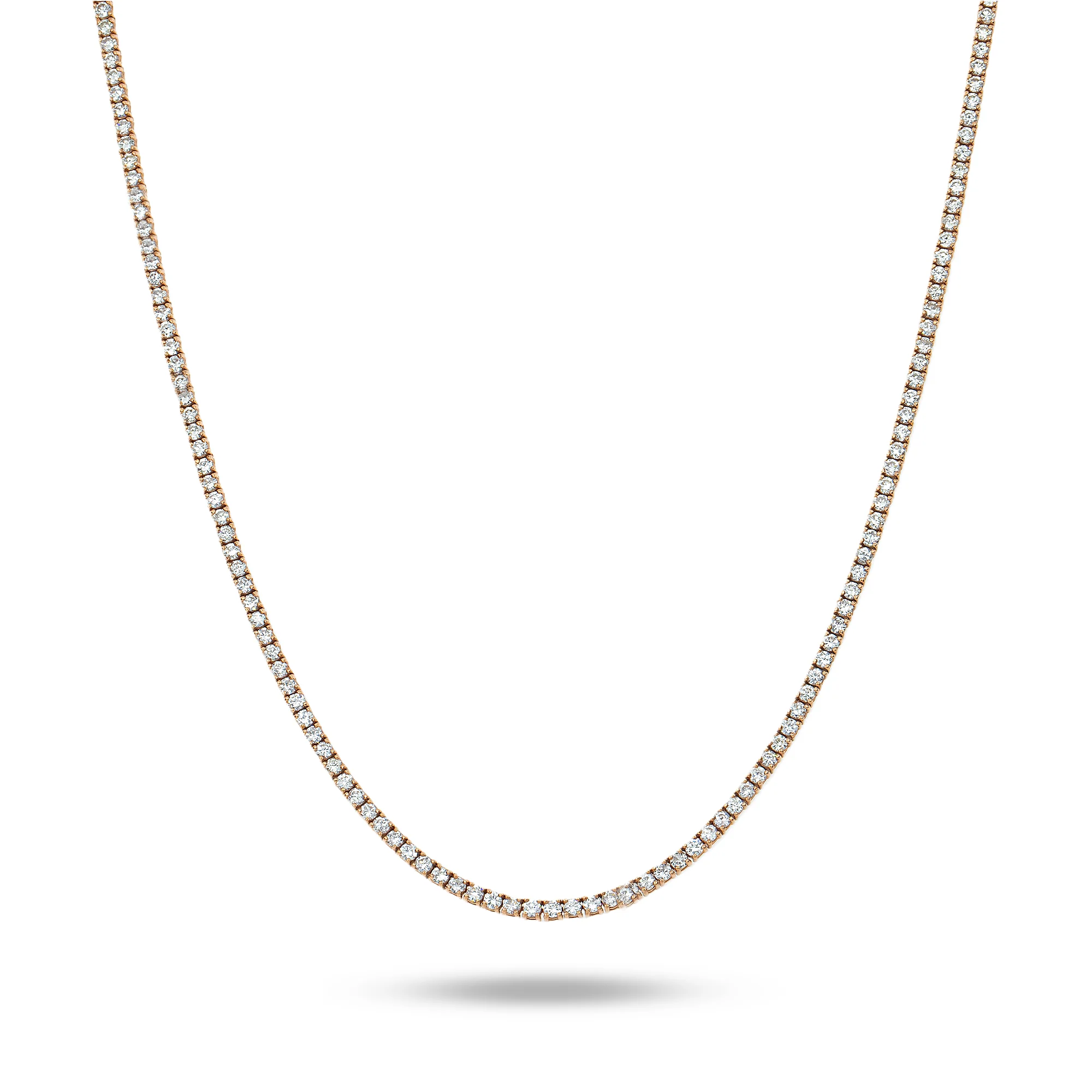14K Rose Gold Round Diamond Tennis Chain 9.52ct (16"-22")