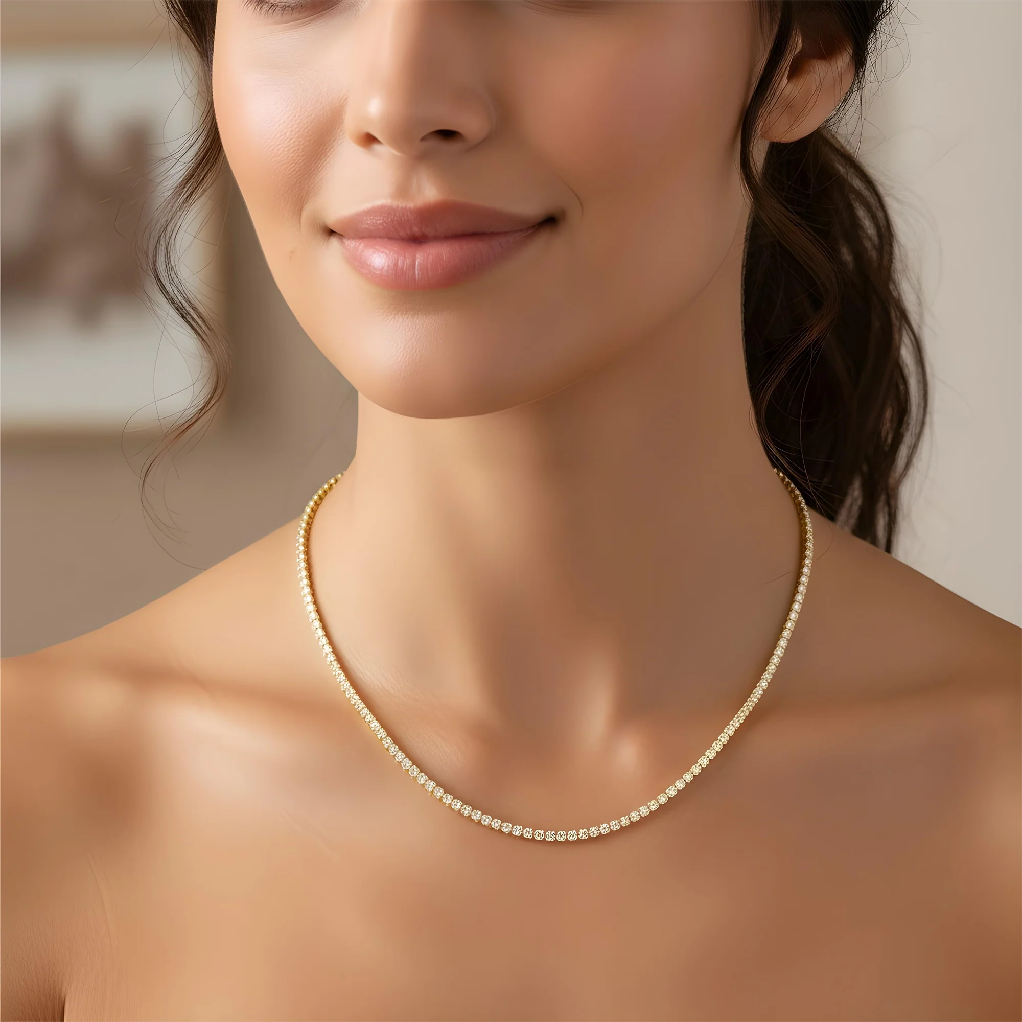 14K Rose Gold Round Diamond Tennis Chain 9.52ct (16"-22") - Image 8